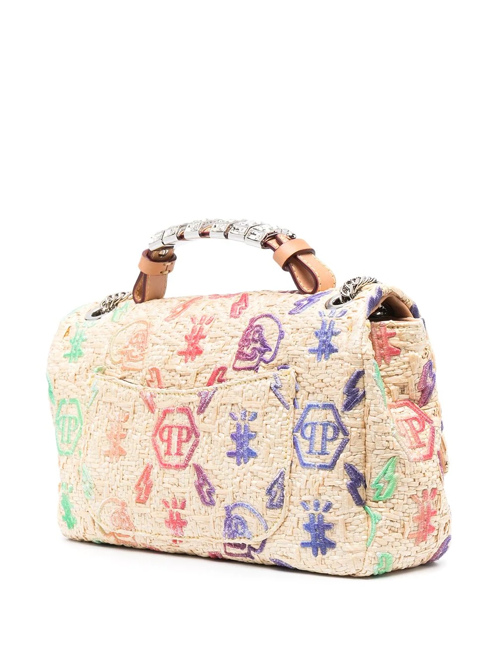 monogram-embroidery shoulder bag - 4