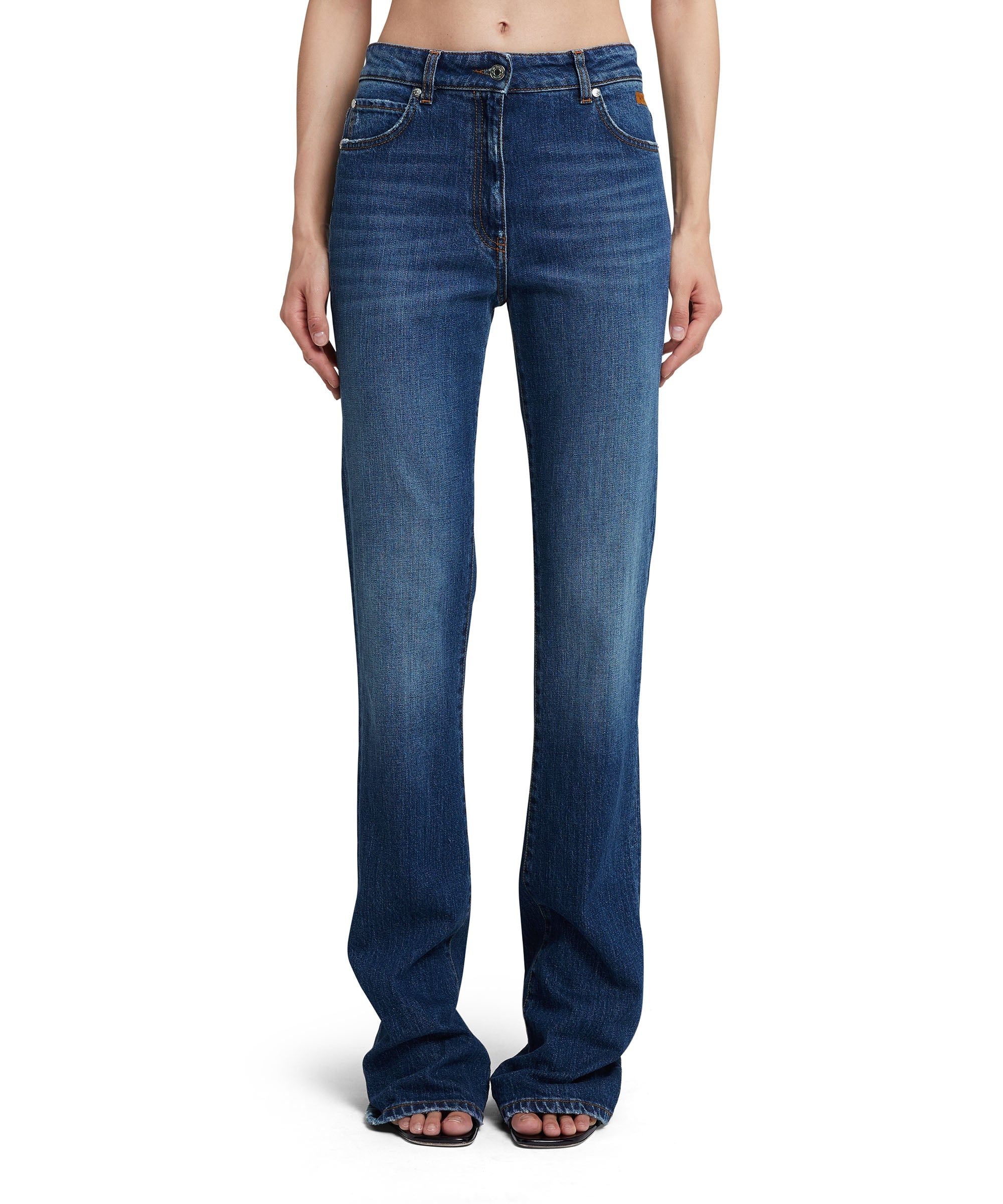 Blue denim elasticized bootcut pants - 2