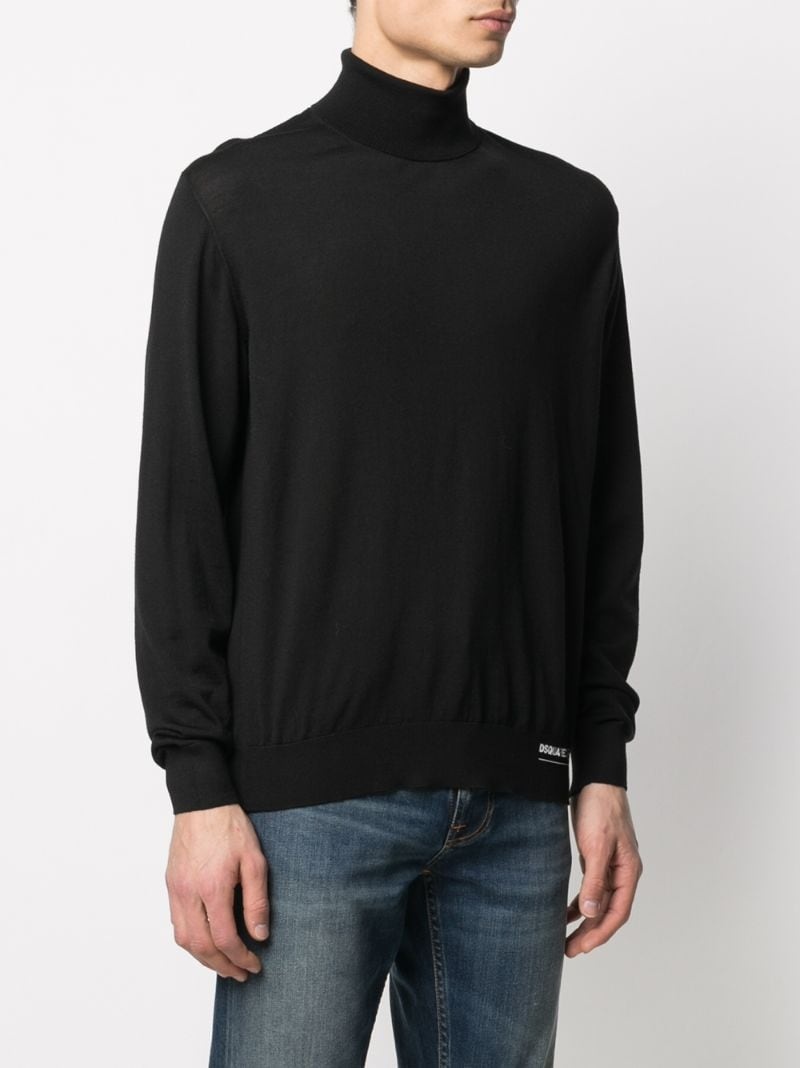 logo-patch roll-neck jumper - 3