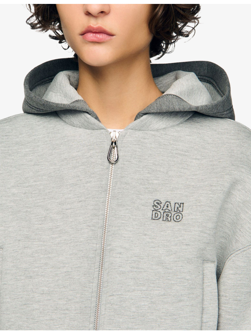 Contrast-hood regular-fit cropped sweatshirt - 5