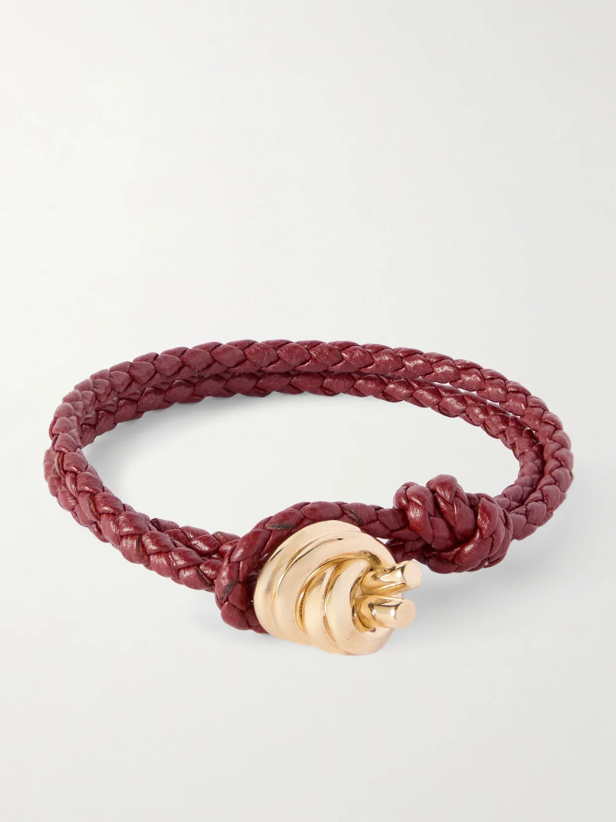 Intrecciato Leather And Gold-tone Bracelet - 1