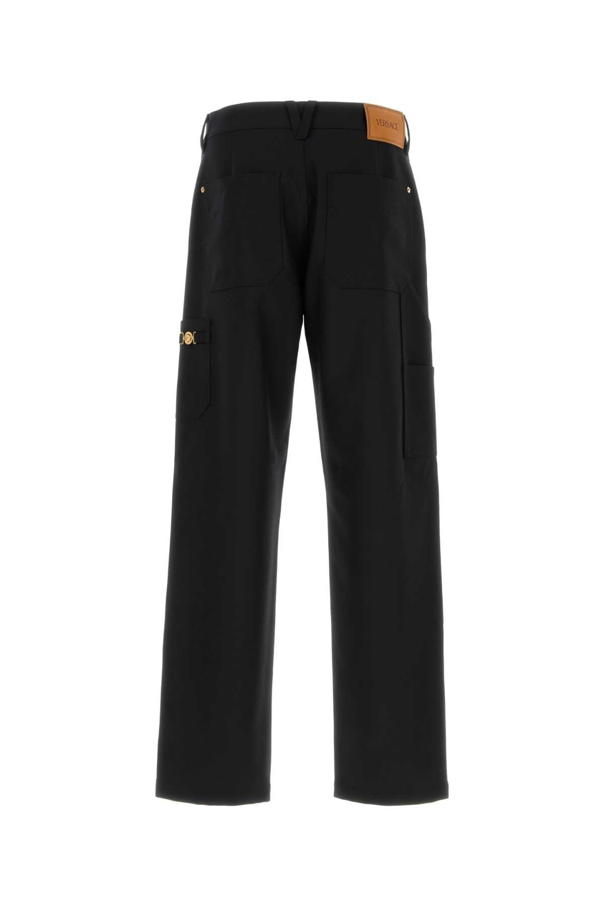 Versace Men Black Wool Cargo Pant - 2