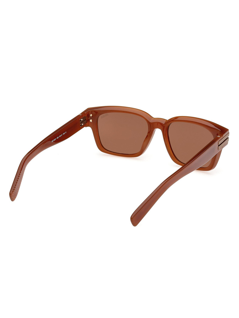 Men's 55MM Rectangular Sunglasses - Rust Brown Brown 7