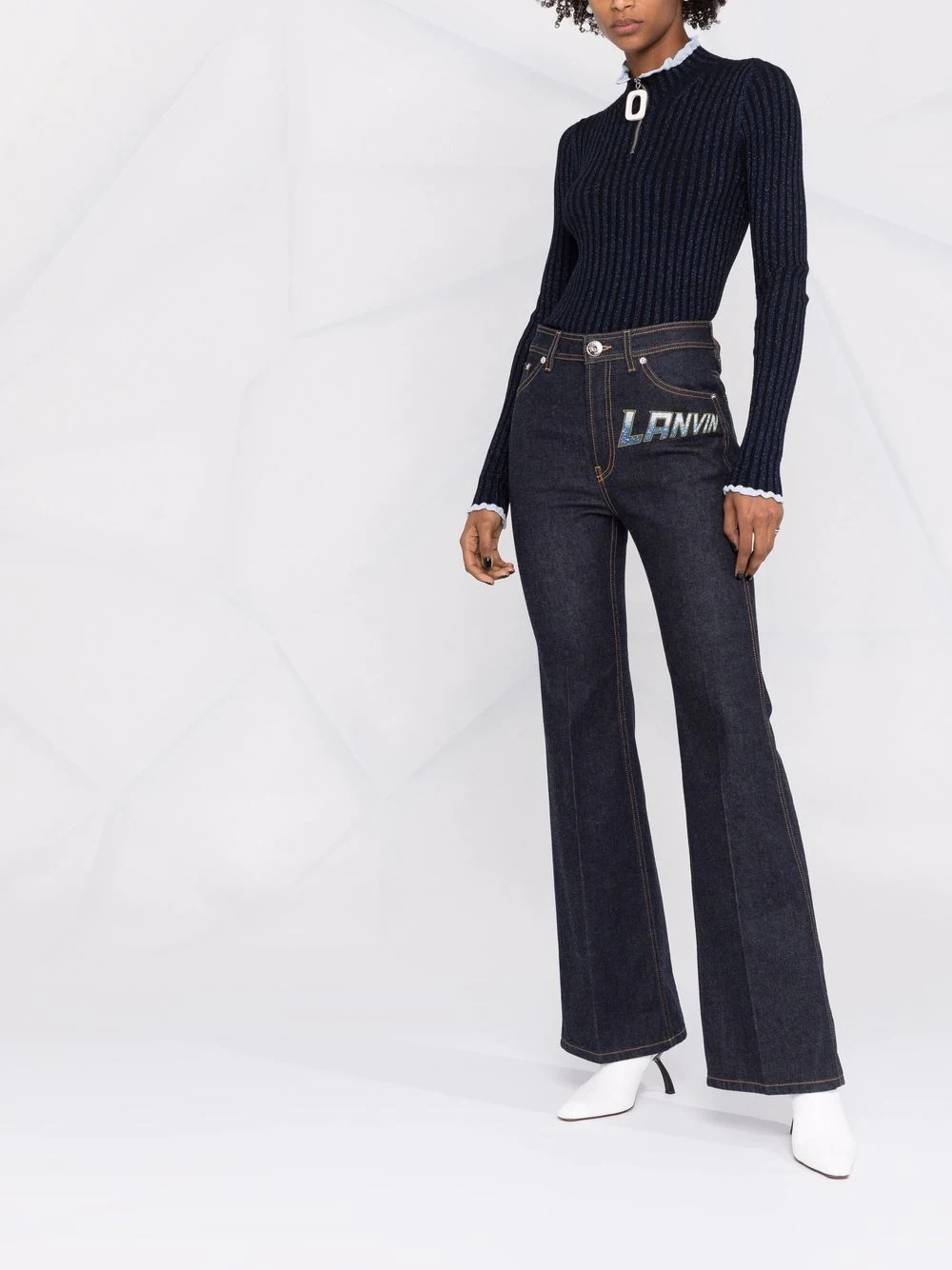 logo-print straight-leg jeans - 6