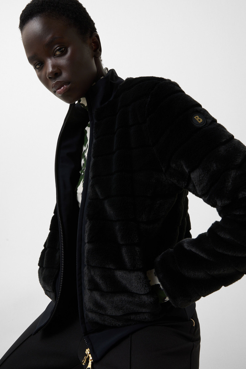 Katniss faux fur jacket in Black 6