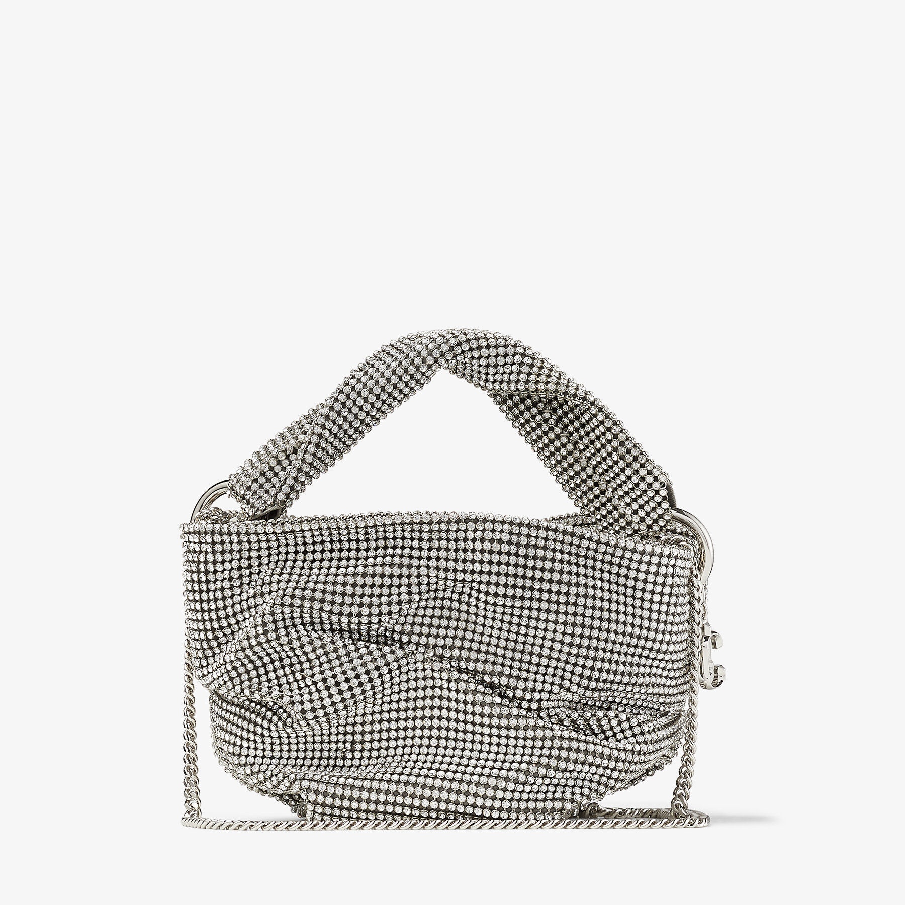 Bonny
Silver Satin and Crystal Mesh Bag with Twisted Handle - 7