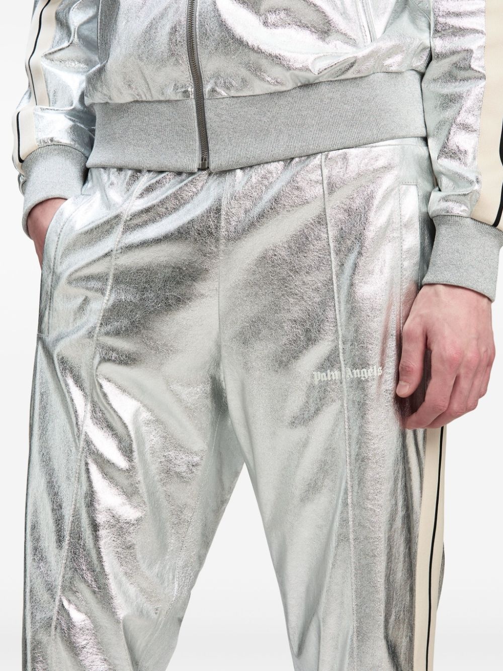 metallic-finish leather trousers - 6