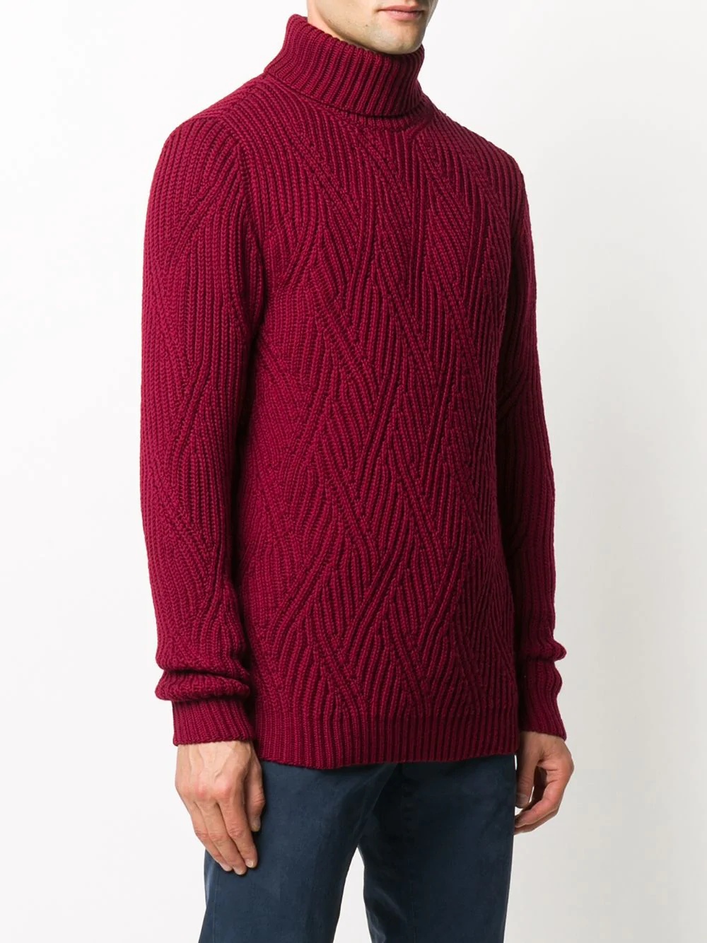 patterned knit roll neck jumper - 3