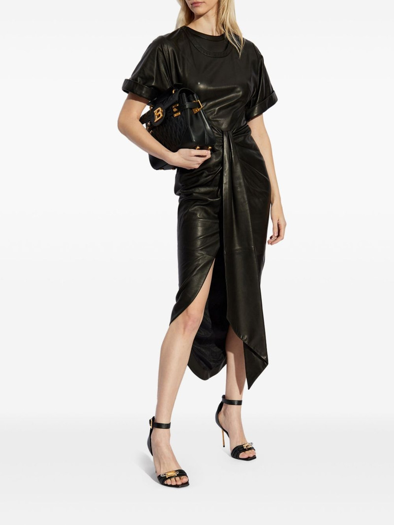 chinese dress ladies BALMAIN Front Zip High-Neck Leather Dress main image 1