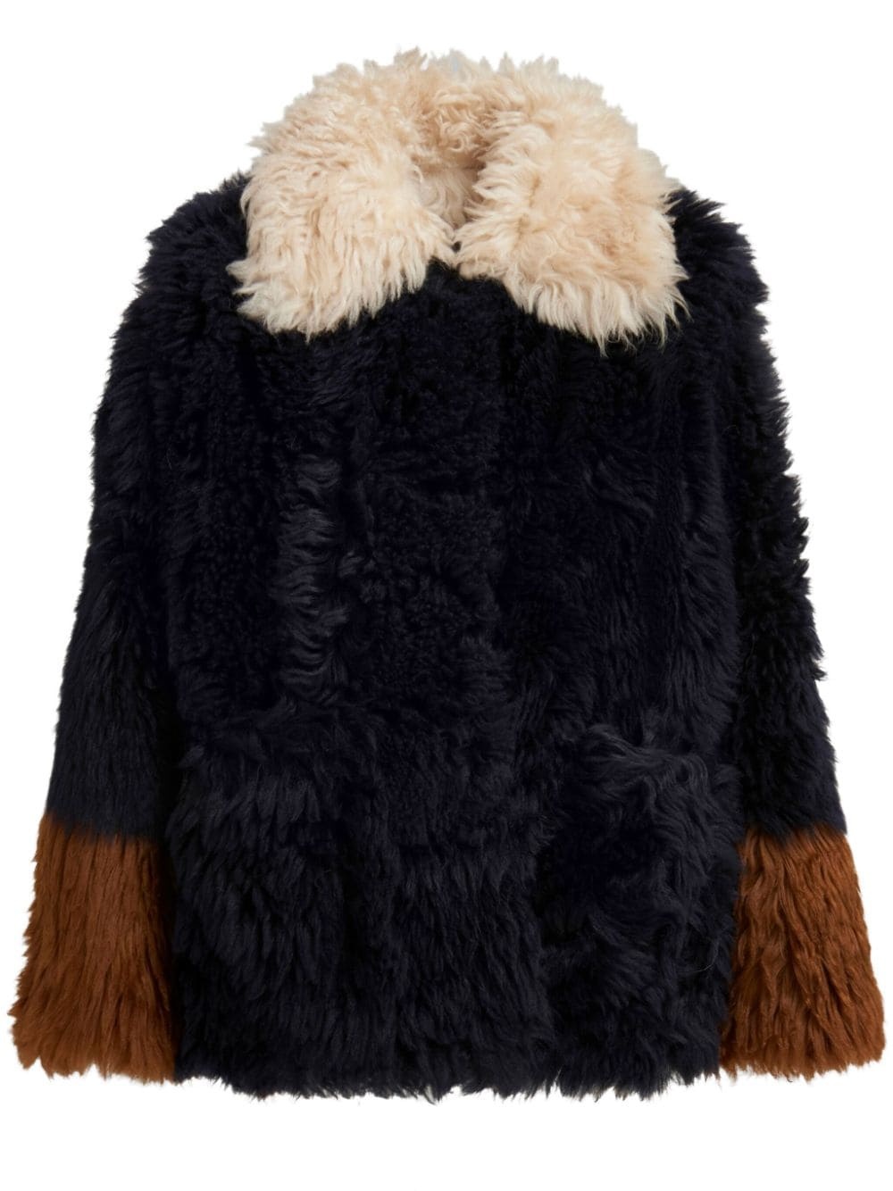 colour-block shearling jacket - 1