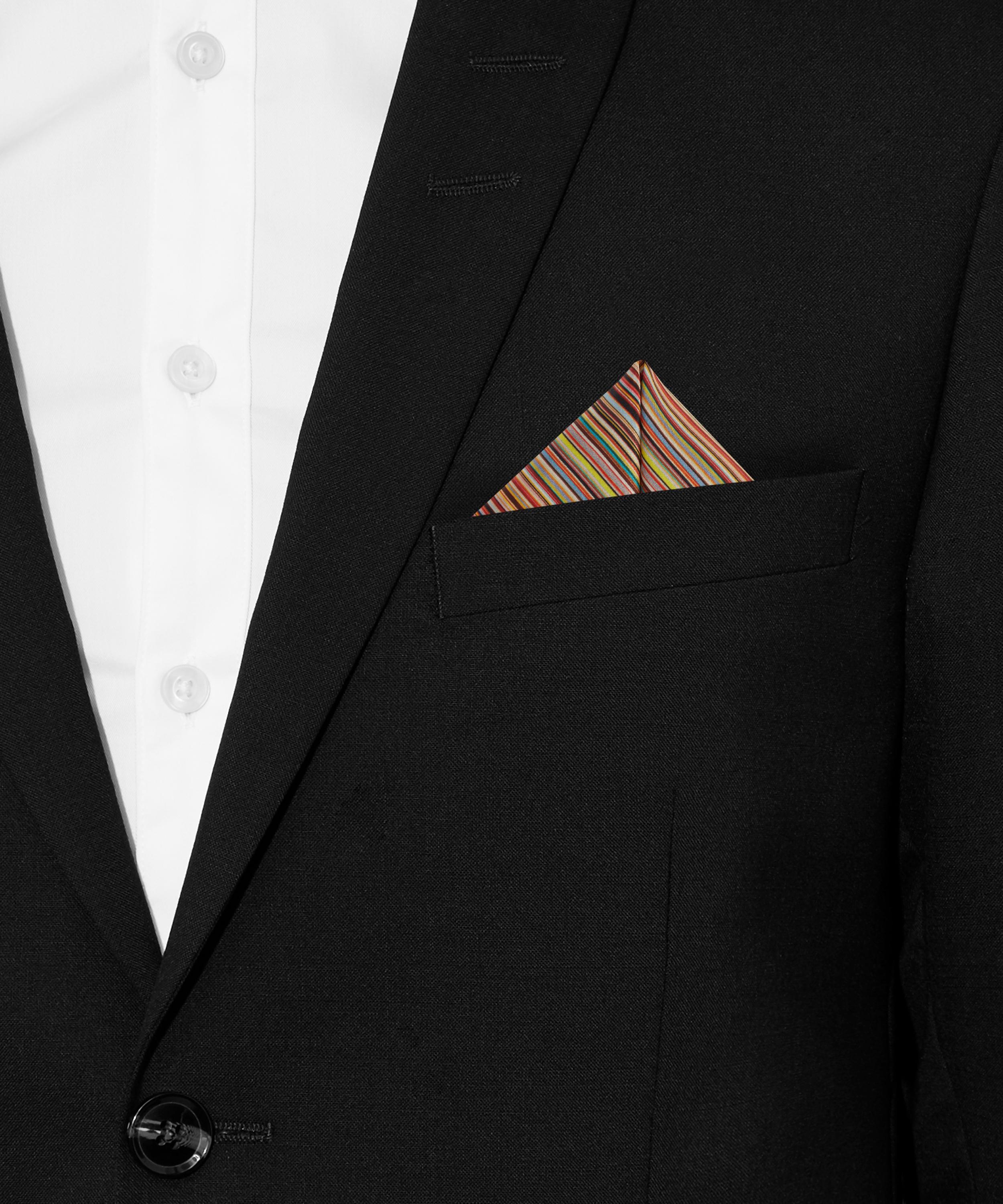 Signature Stripe Silk Pocket Square - 2