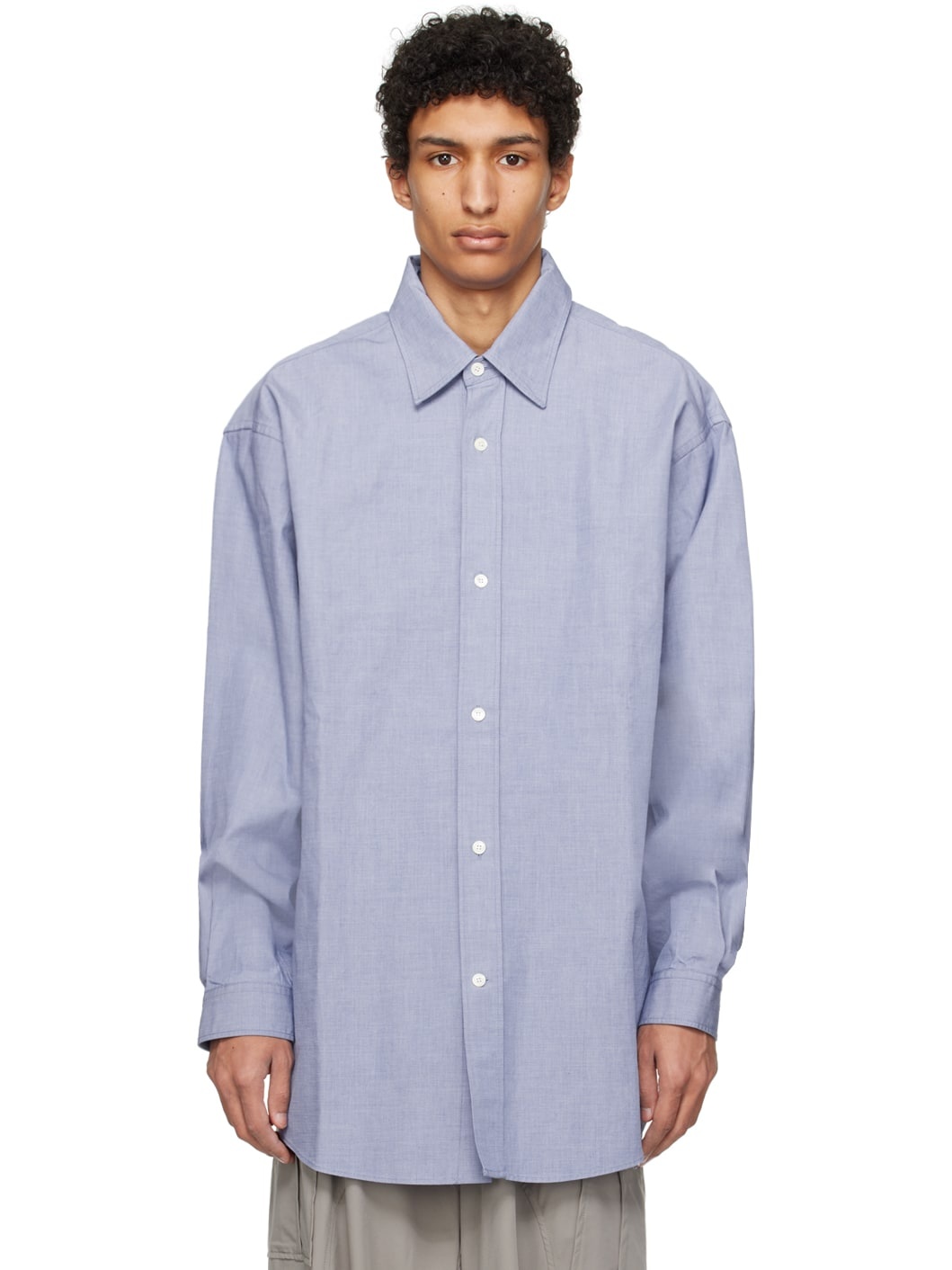 Blue Twin Pleats Shirt - 1
