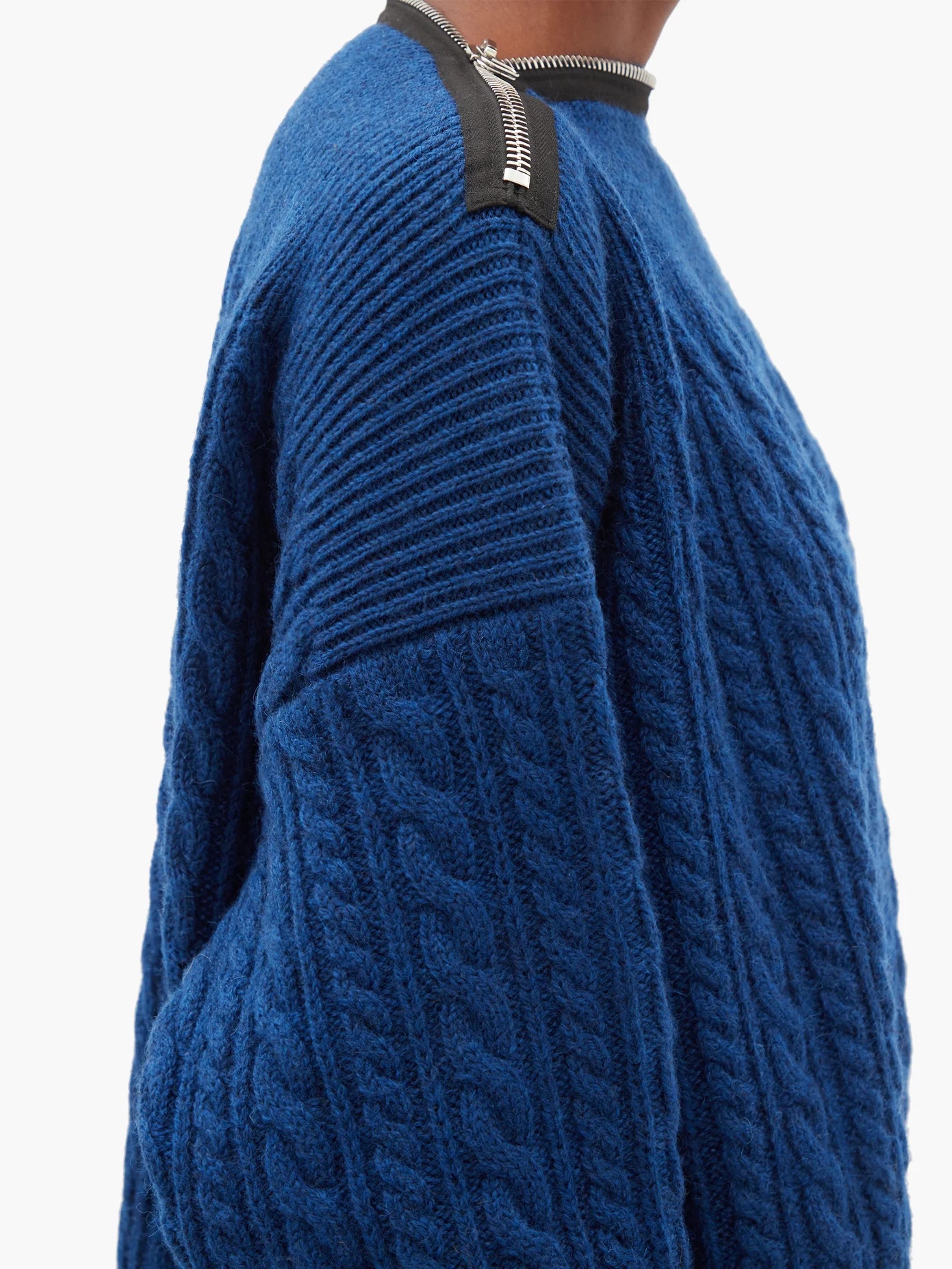 Zipped-neckline cable-knit wool sweater - 3