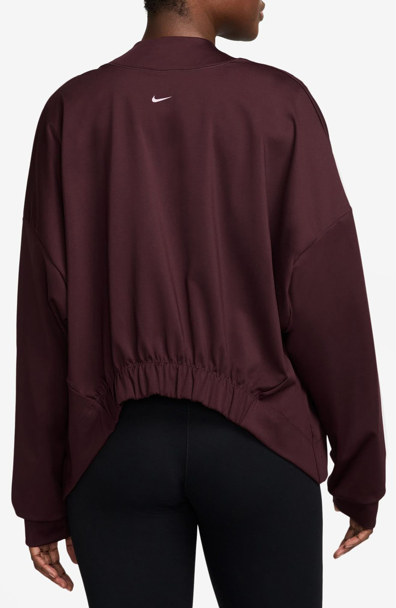 Nike Zenvy Dri-FIT Oversize Cardigan in Burgundy Crush/White at Nordstrom - 2