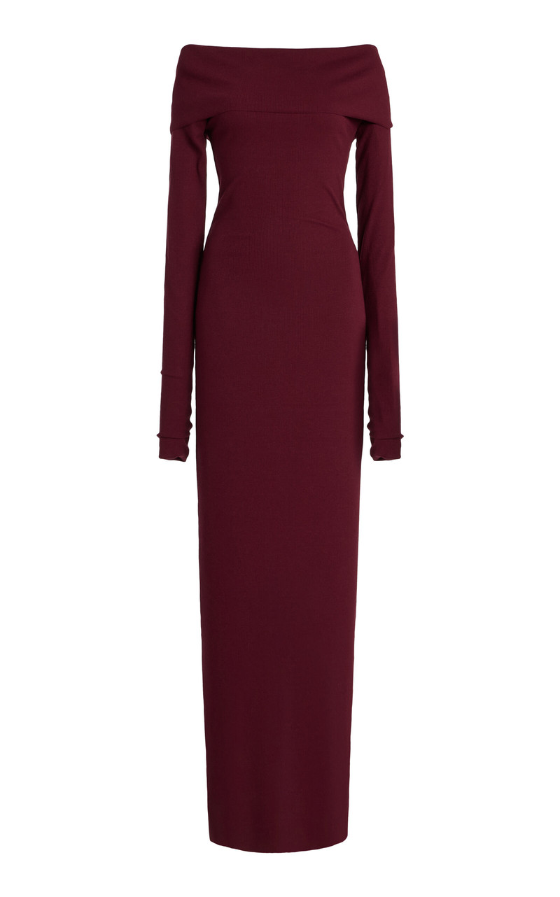 Off-The-Shoulder Cotton-Modal Maxi Dress burgundy 1