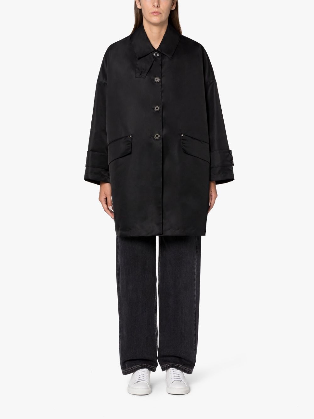 HUMBIE BLACK NYLON OVERCOAT - 2