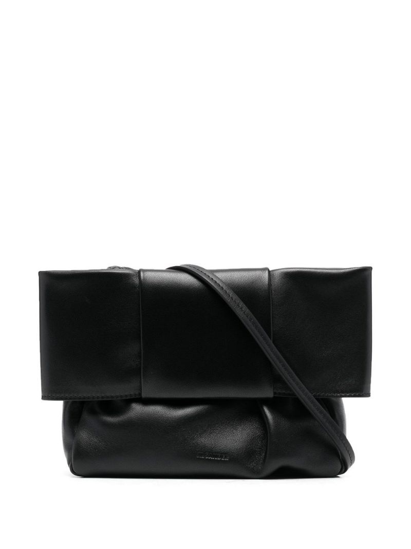 embossed-logo leather shoulder bag - 1