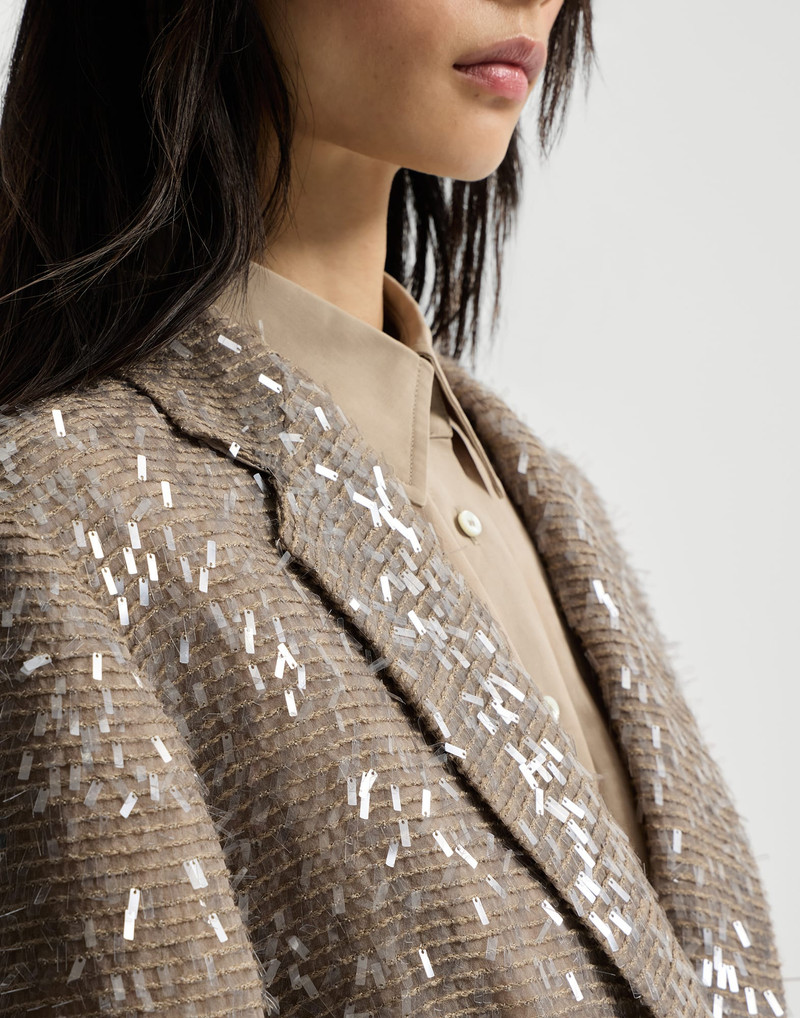 Dazzling cascade embroidery blazer in crispy silk 4