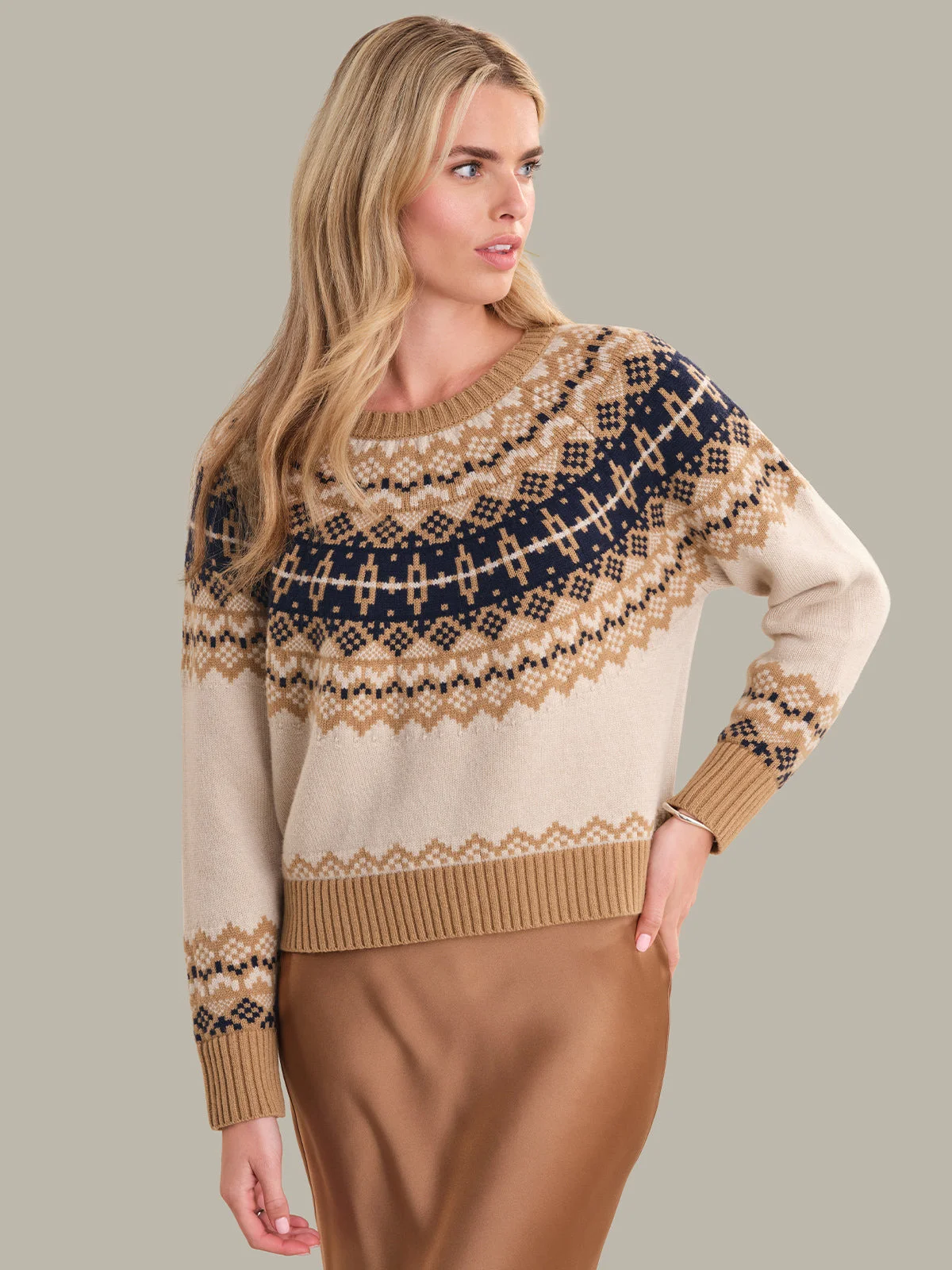 Mira: Cashmere Blend Fair Isle Pullover - 1