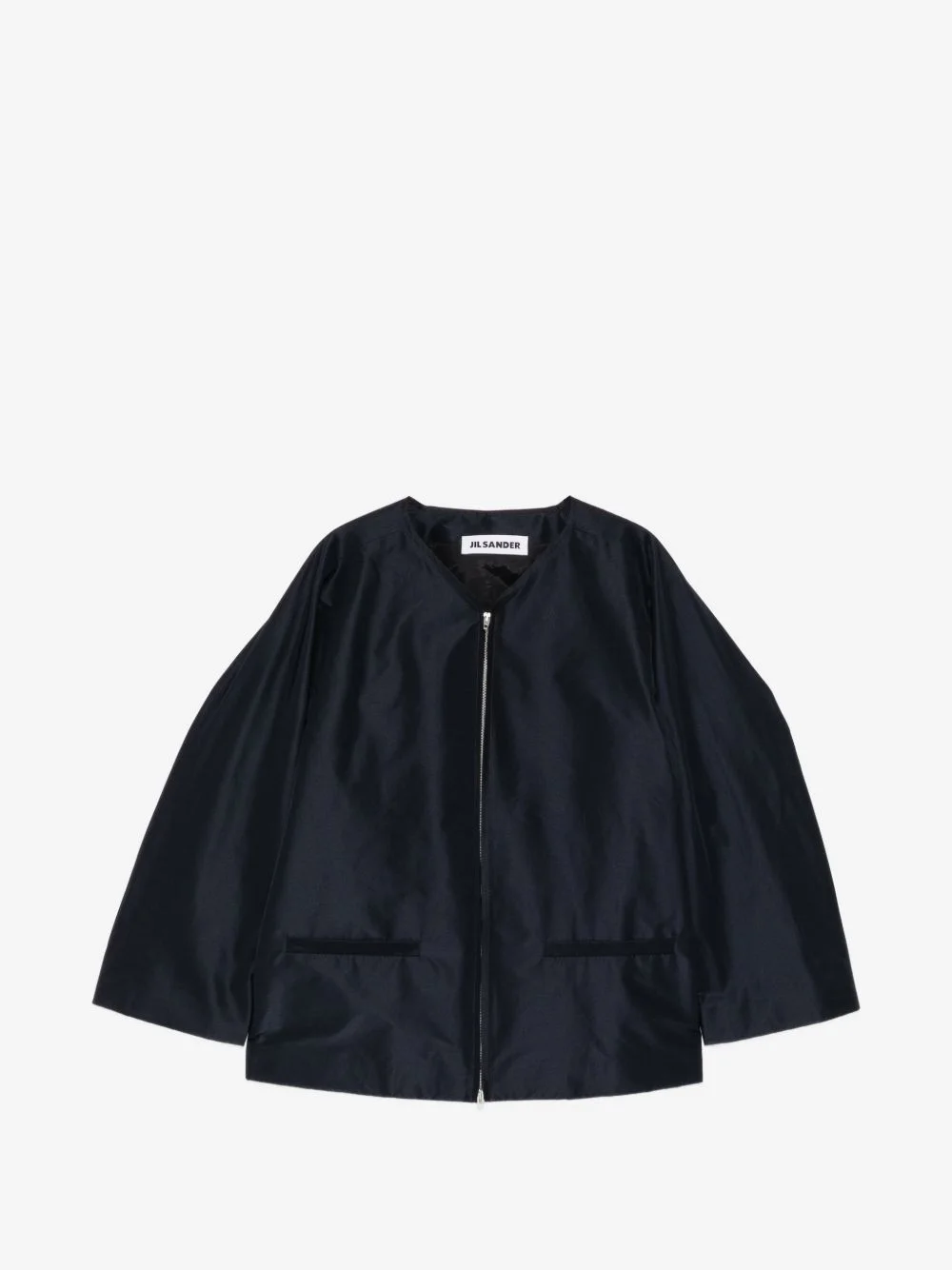 zip-up collarless jacket - 1