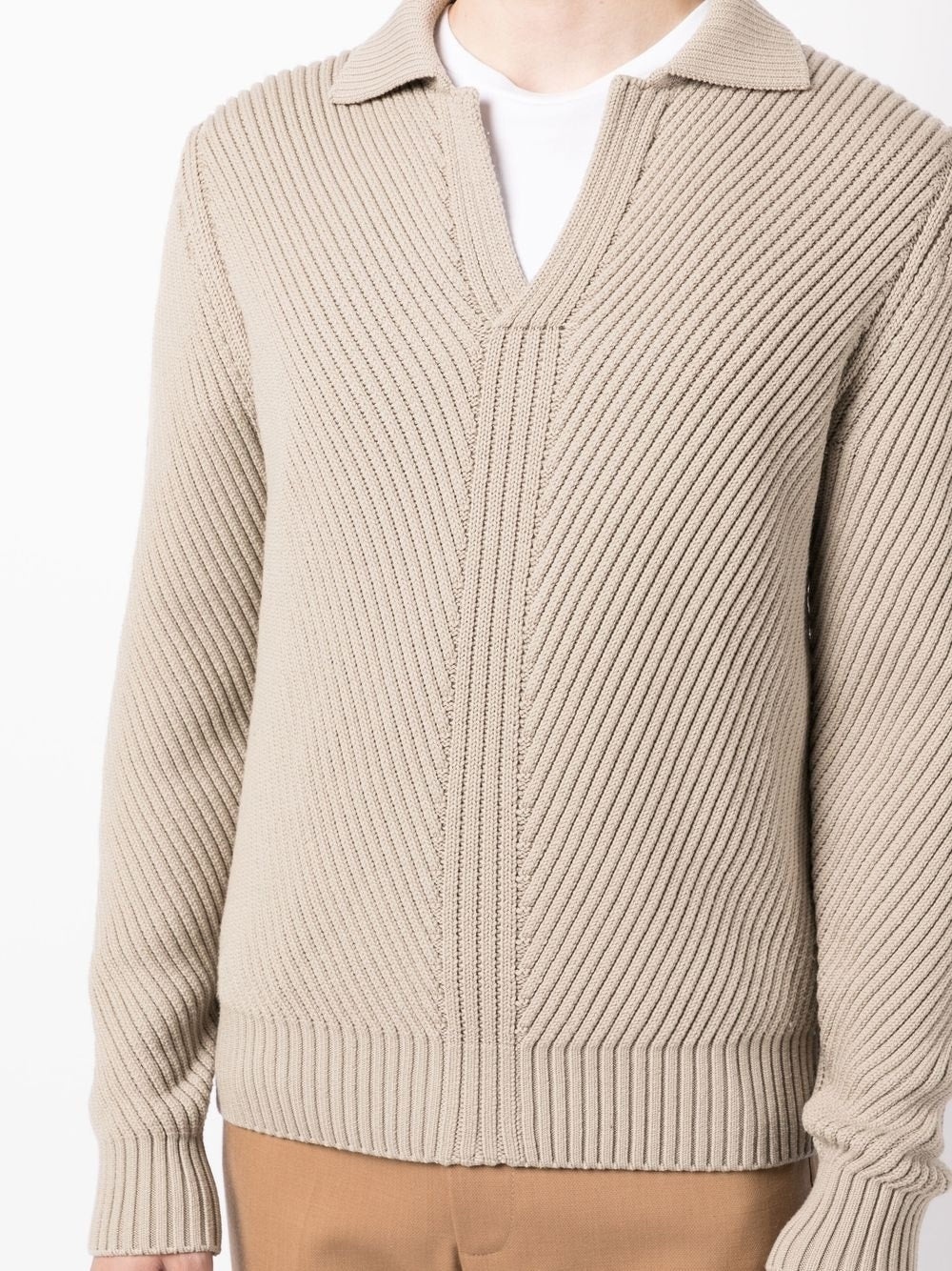 V-NECK RIBBED-KNIT JUMPER - 5