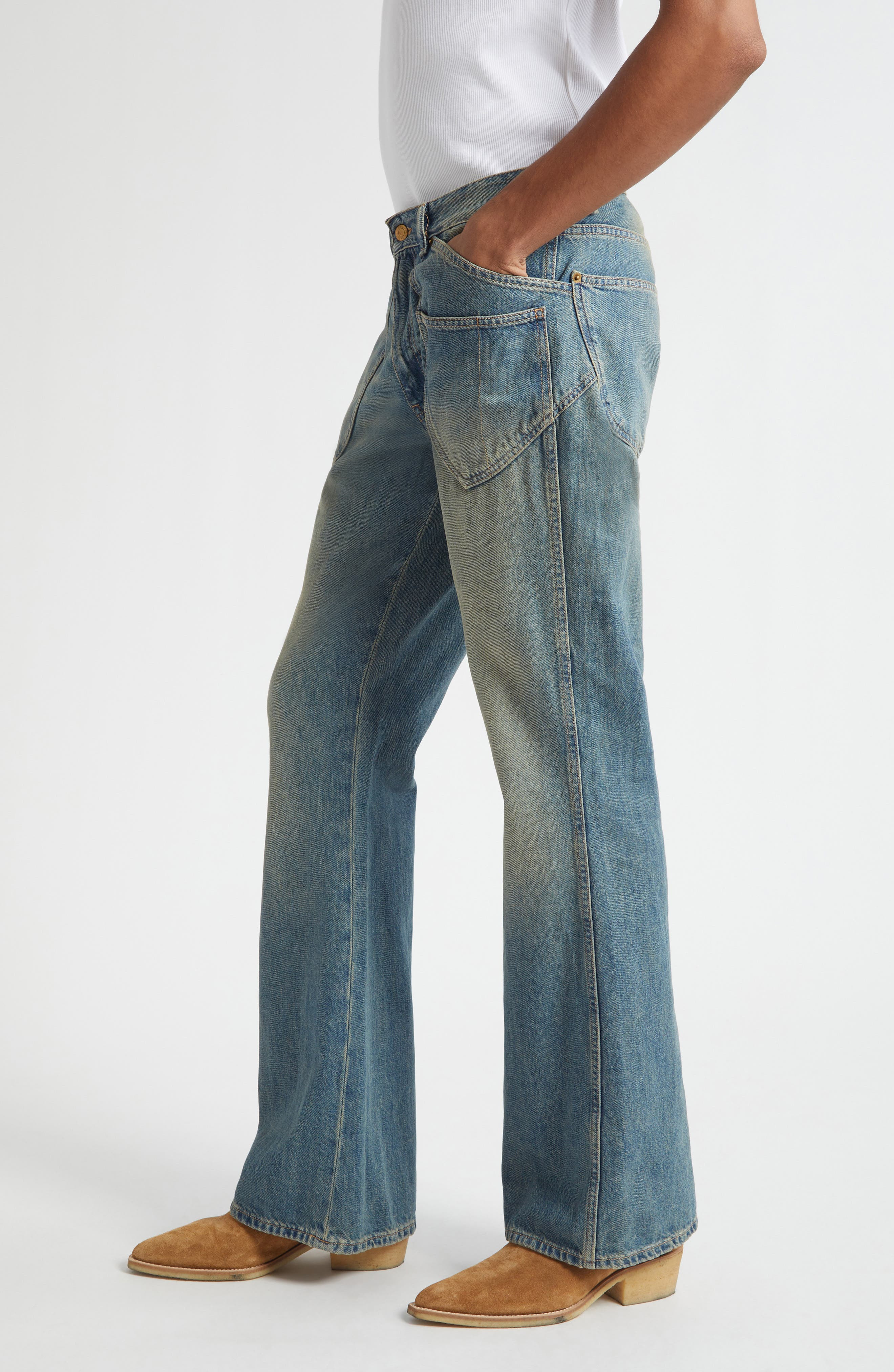 STOCKHOLM SURFBOARD CLUB Hawk Bootcut Carpenter Jeans in Sand Blue at Nordstrom - 4