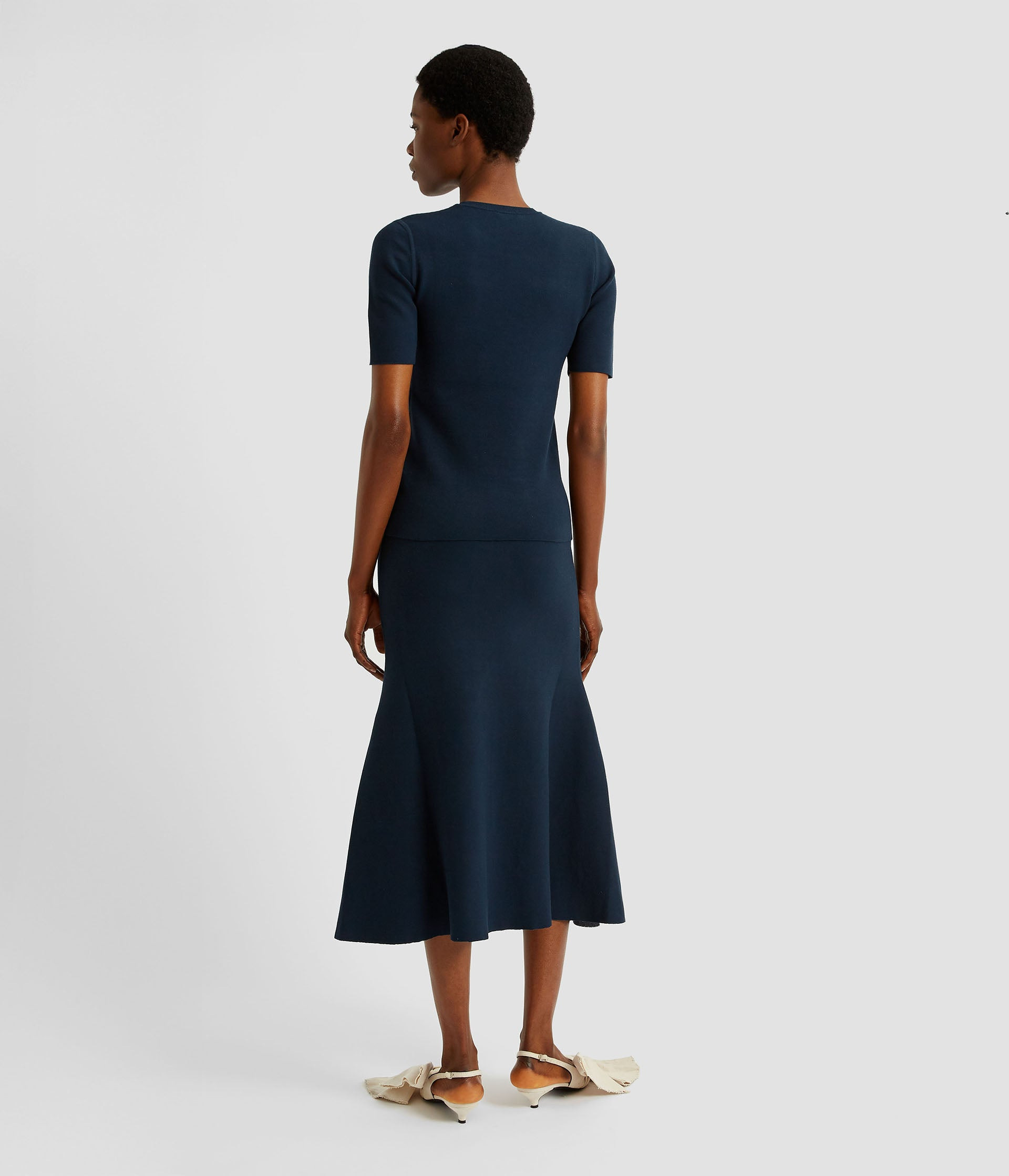 A-LINE MIDI KNIT SKIRT - 2