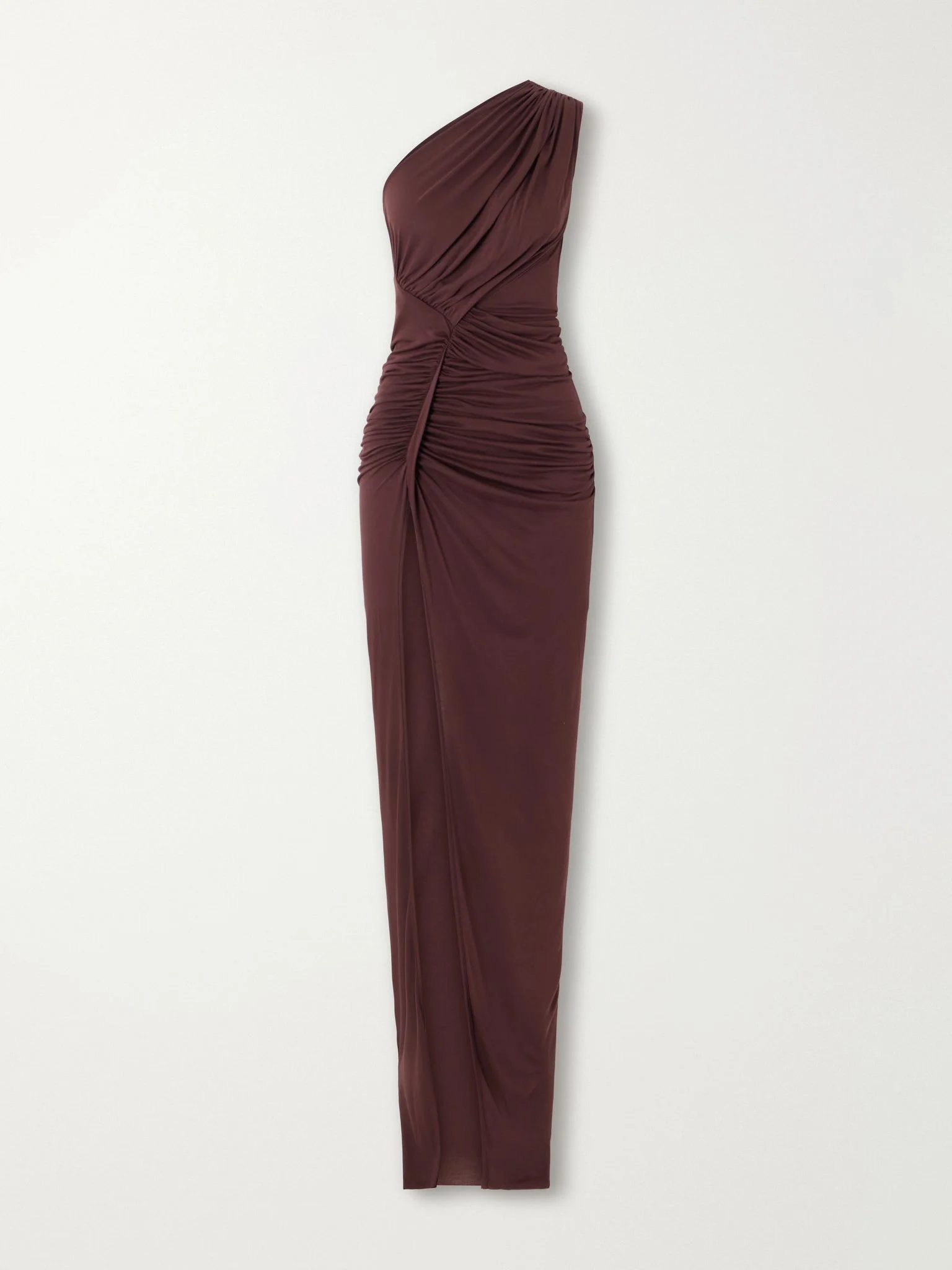 Avra one-shoulder ruched jersey maxi dress Merlot - 1