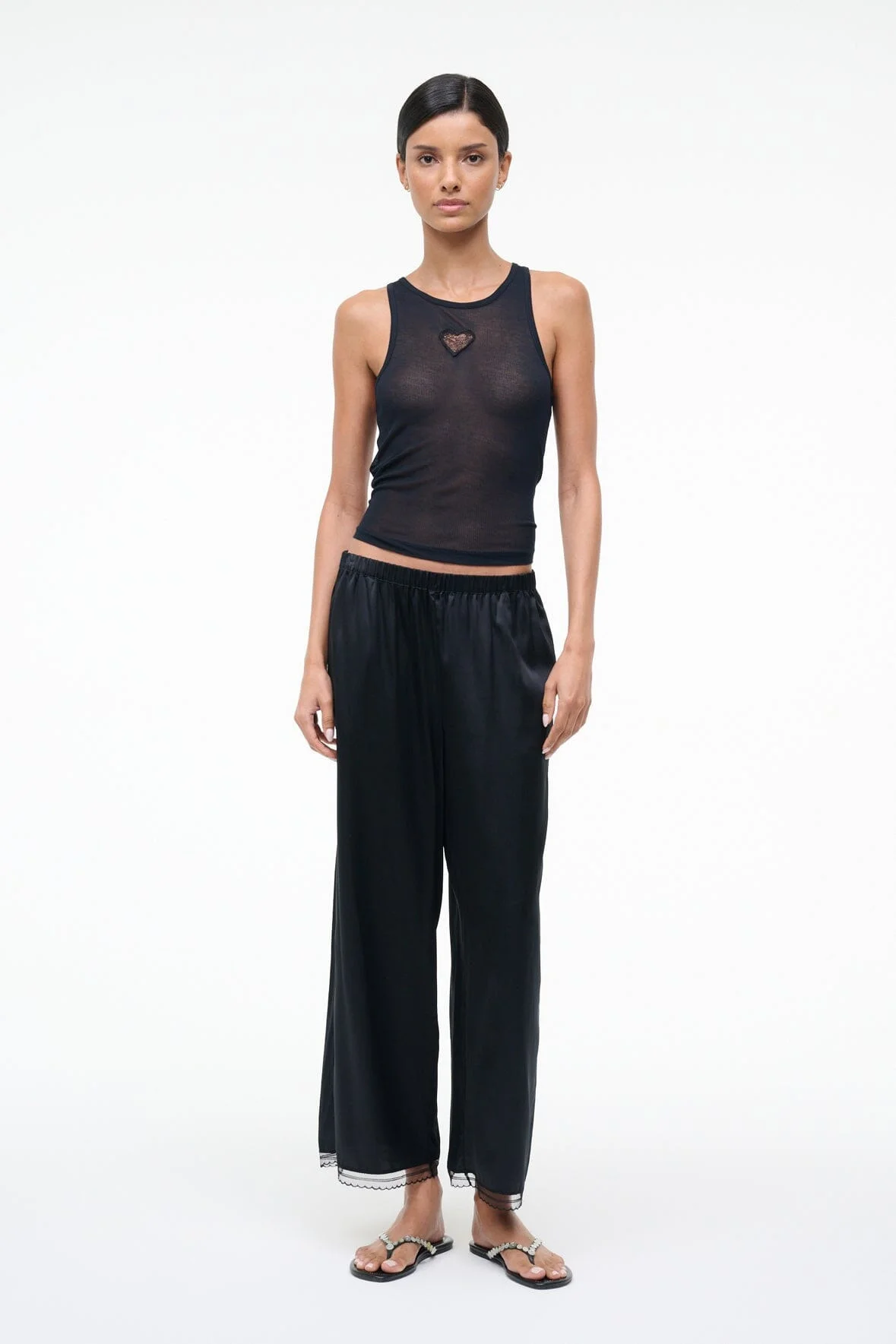 STAUD KIRBY SILK PANT BLACK - 1
