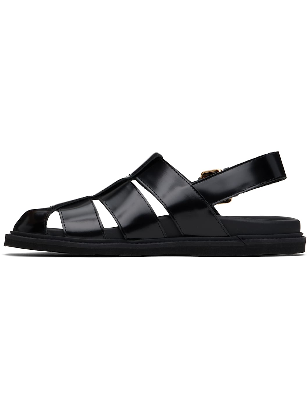 Black Brushed Calf Leather Sporty Sandals - 3