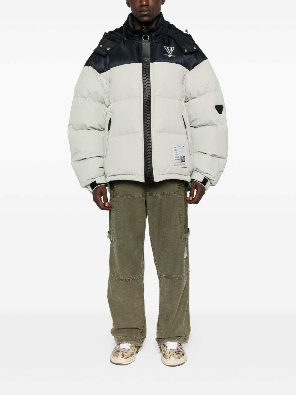 colour-blocked padded coat - 2