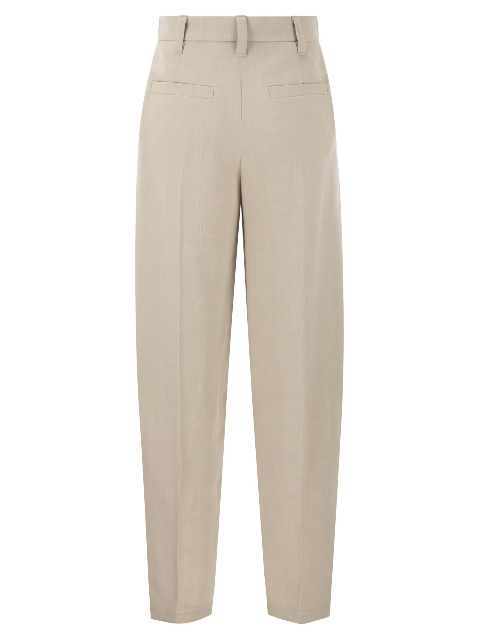 Brunello Cucinelli Women Curved Viscose And Linen Trousers - 2