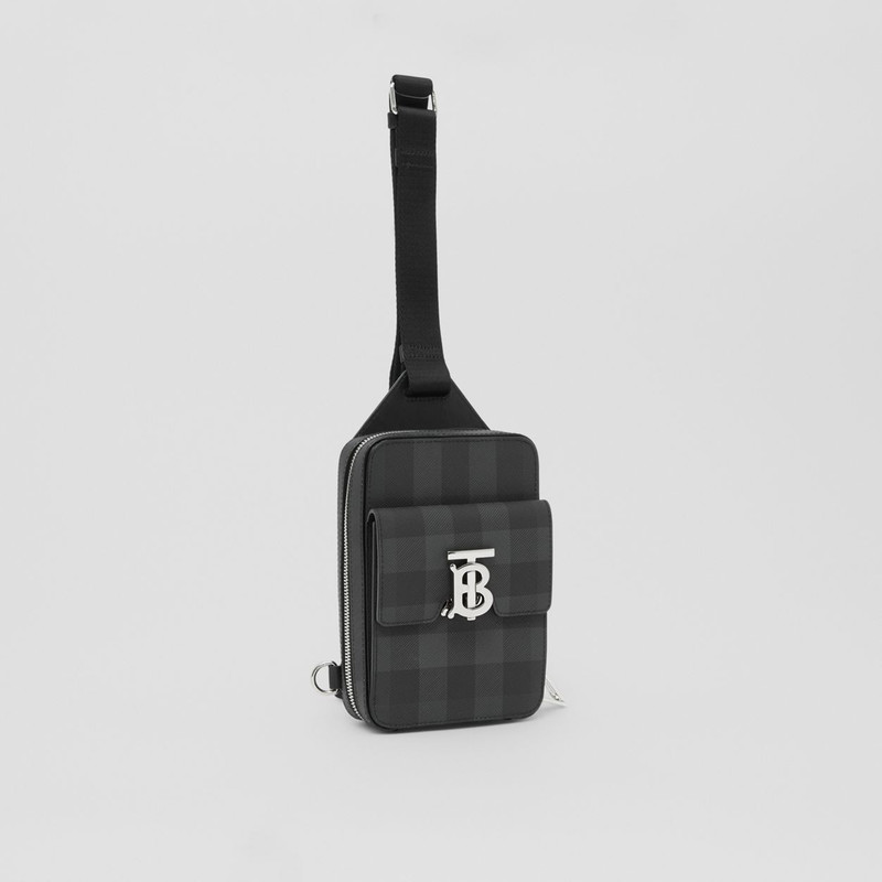 Monogram Motif Check and Leather Crossbody Bag 7