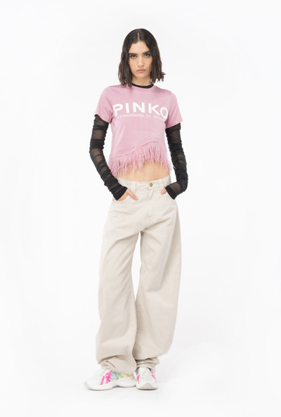 PINKO PINKO CITIES T-SHIRT WITH FEATHERS outlook