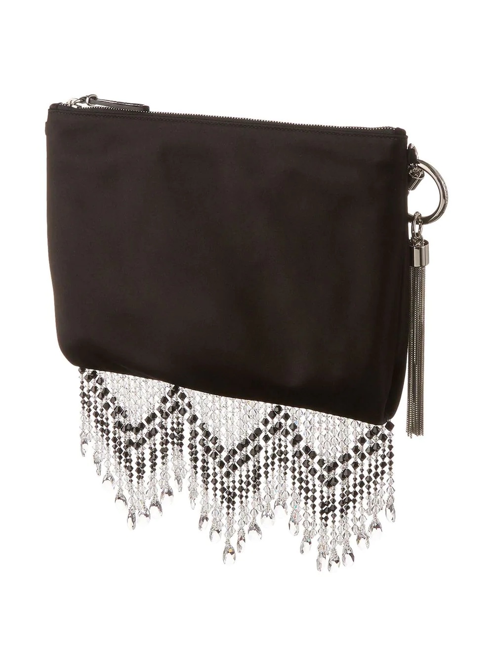 beaded fringe clutch bag with detachable chain shoulder strap - 2