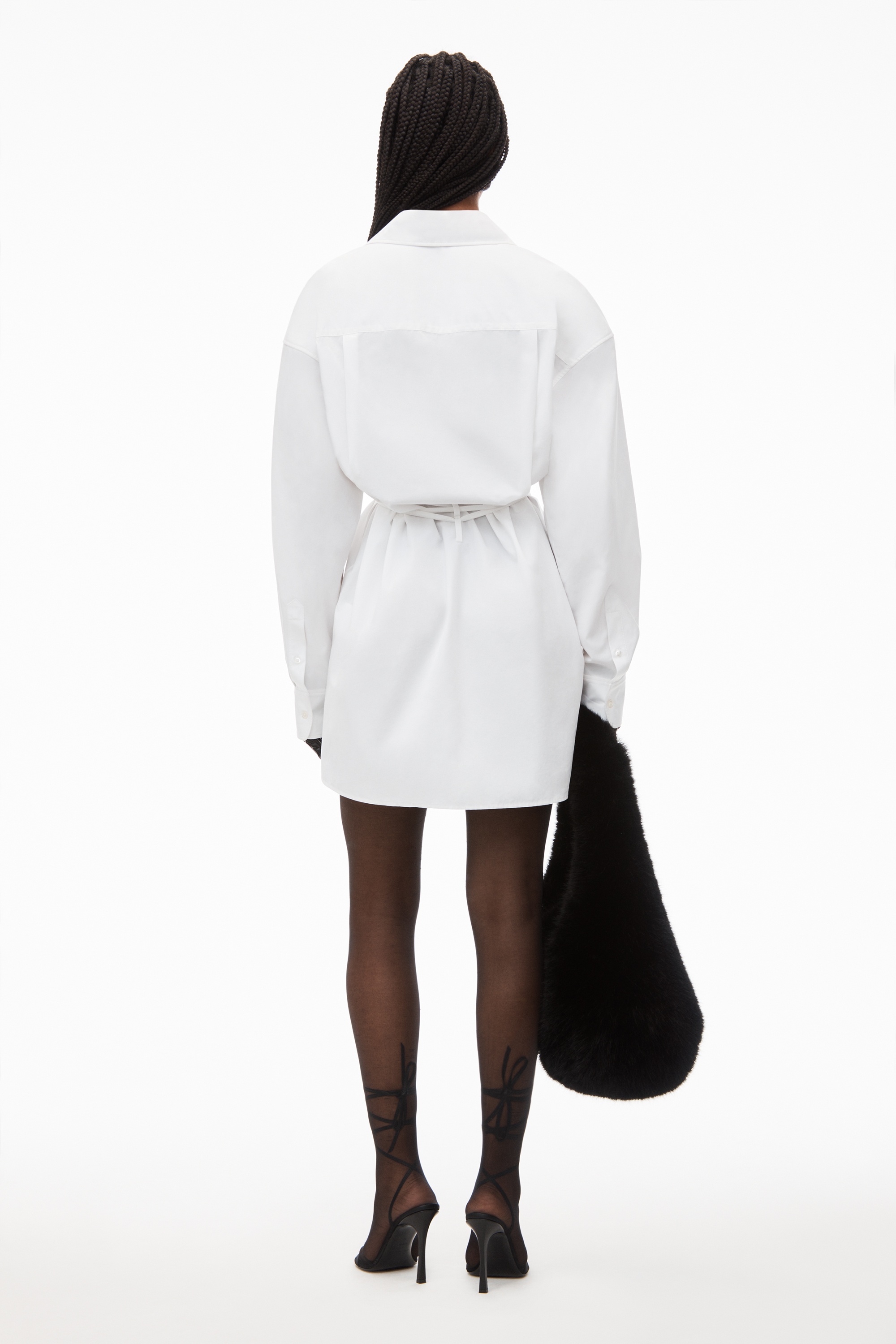 tie waist shirt dress in cotton - 5