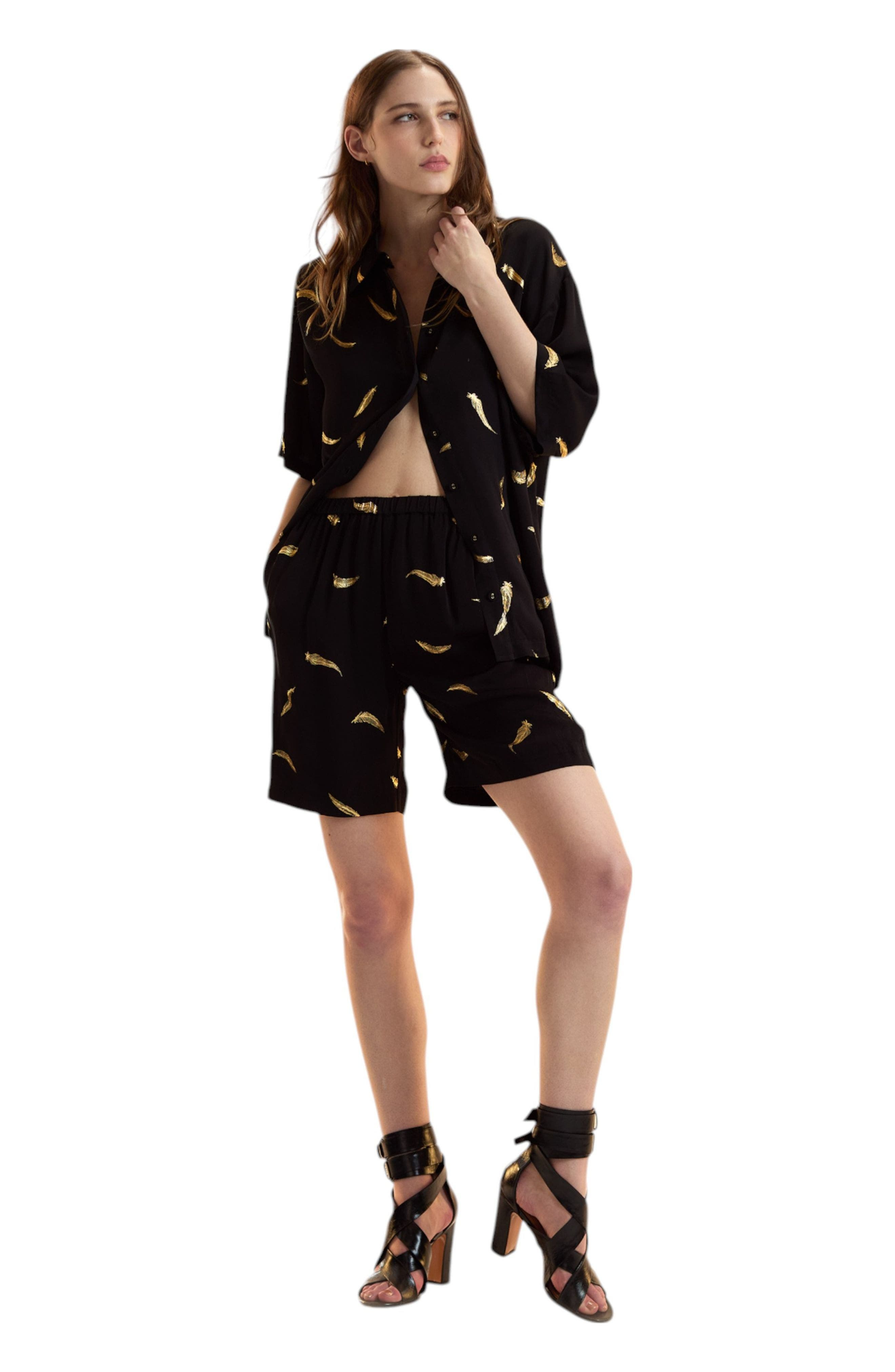 Cynthia Rowley Blake Camp Shirt in Black at Nordstrom - 2