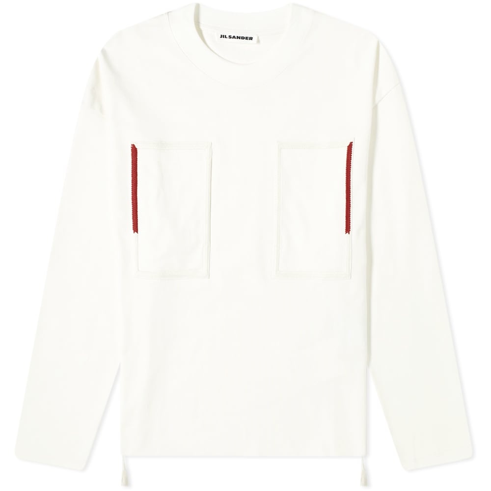 Jil Sander Long Sleeve Seam and Fringing Detail Tee - 1