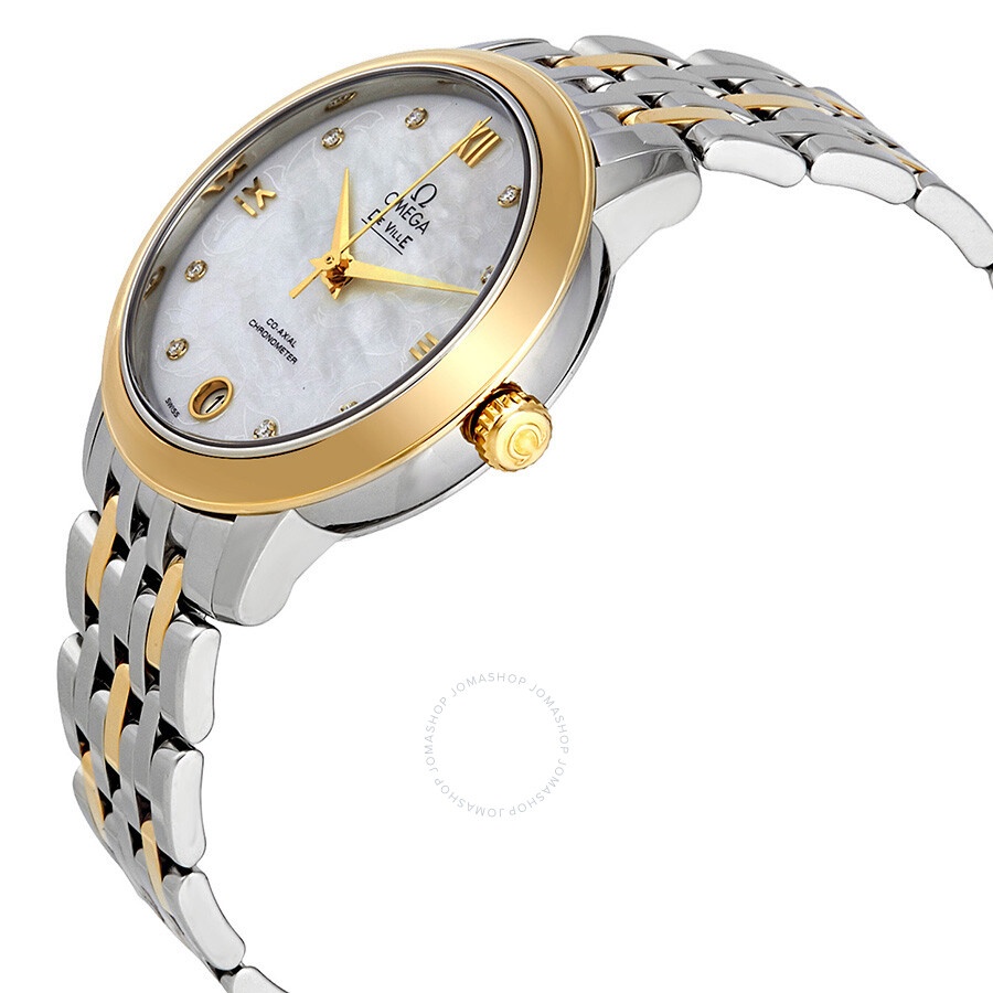 Pre-owned Omega De Ville Diamond White Mother of Pearl Dial Ladies Watch 424.20.33.20.55.002 - 2