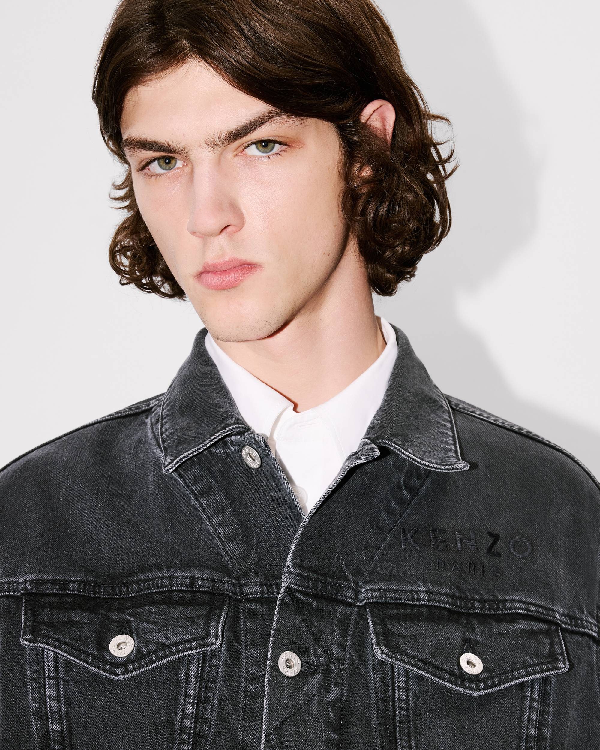 'Boke Flower' embroidered trucker jacket in japanese denim - 6