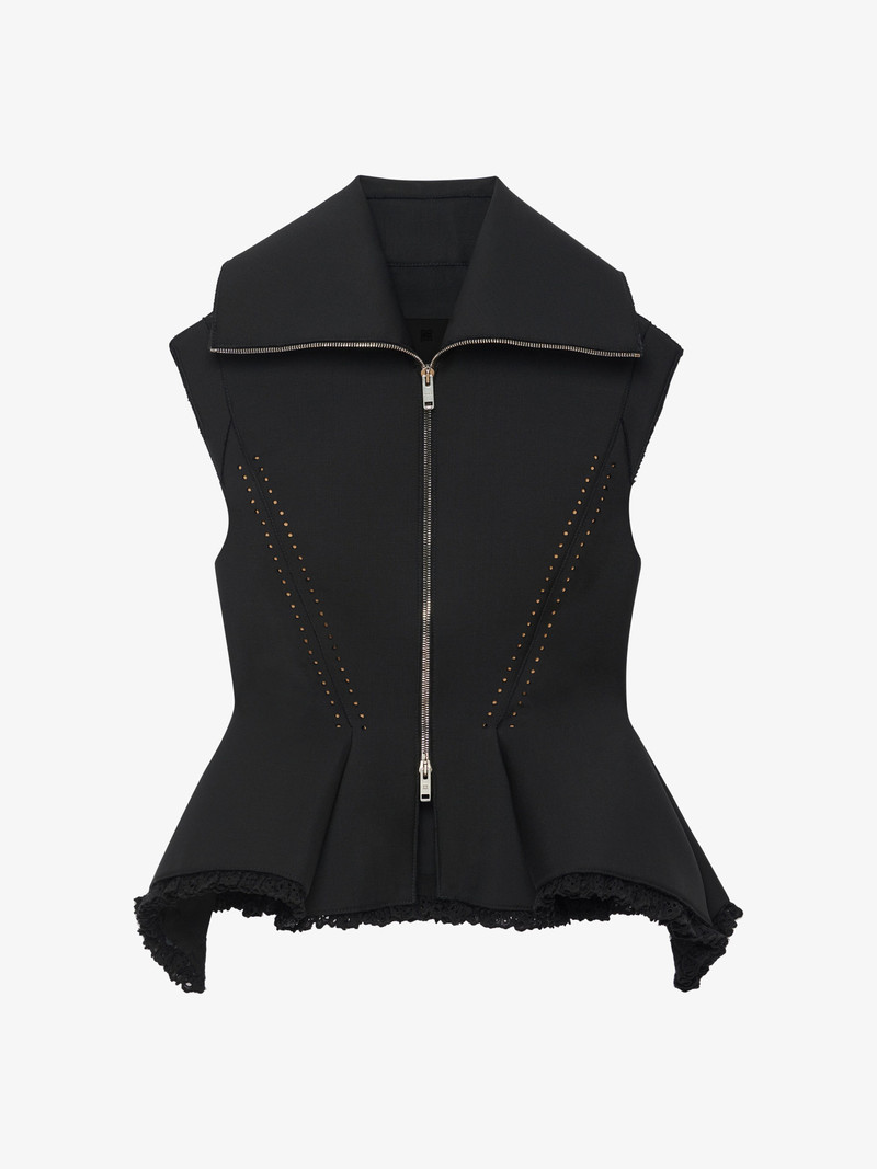 JACKET IN WOOL WITH BRODERIE ANGLAISE 1