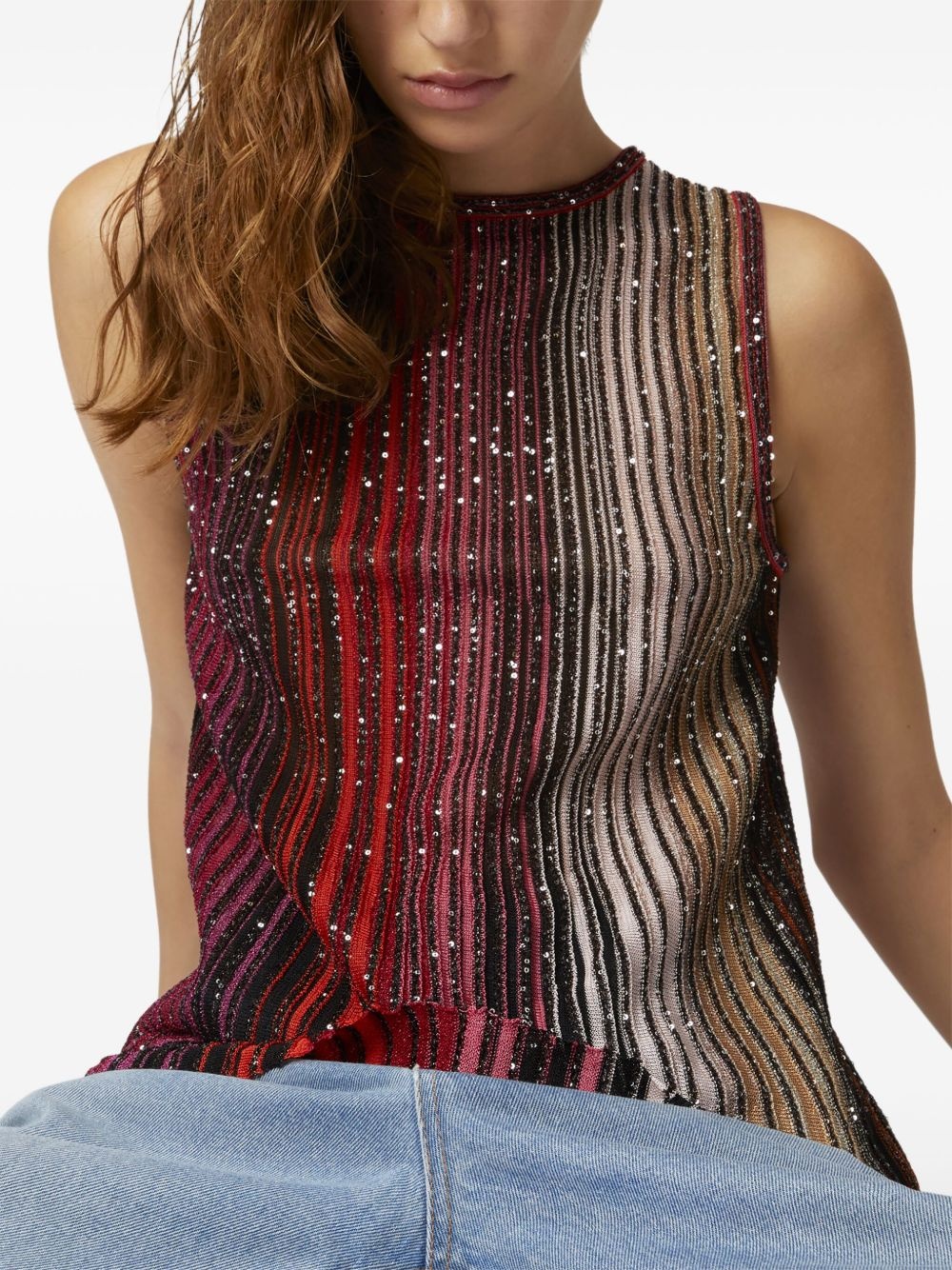 sequin-embellished striped vest - 4
