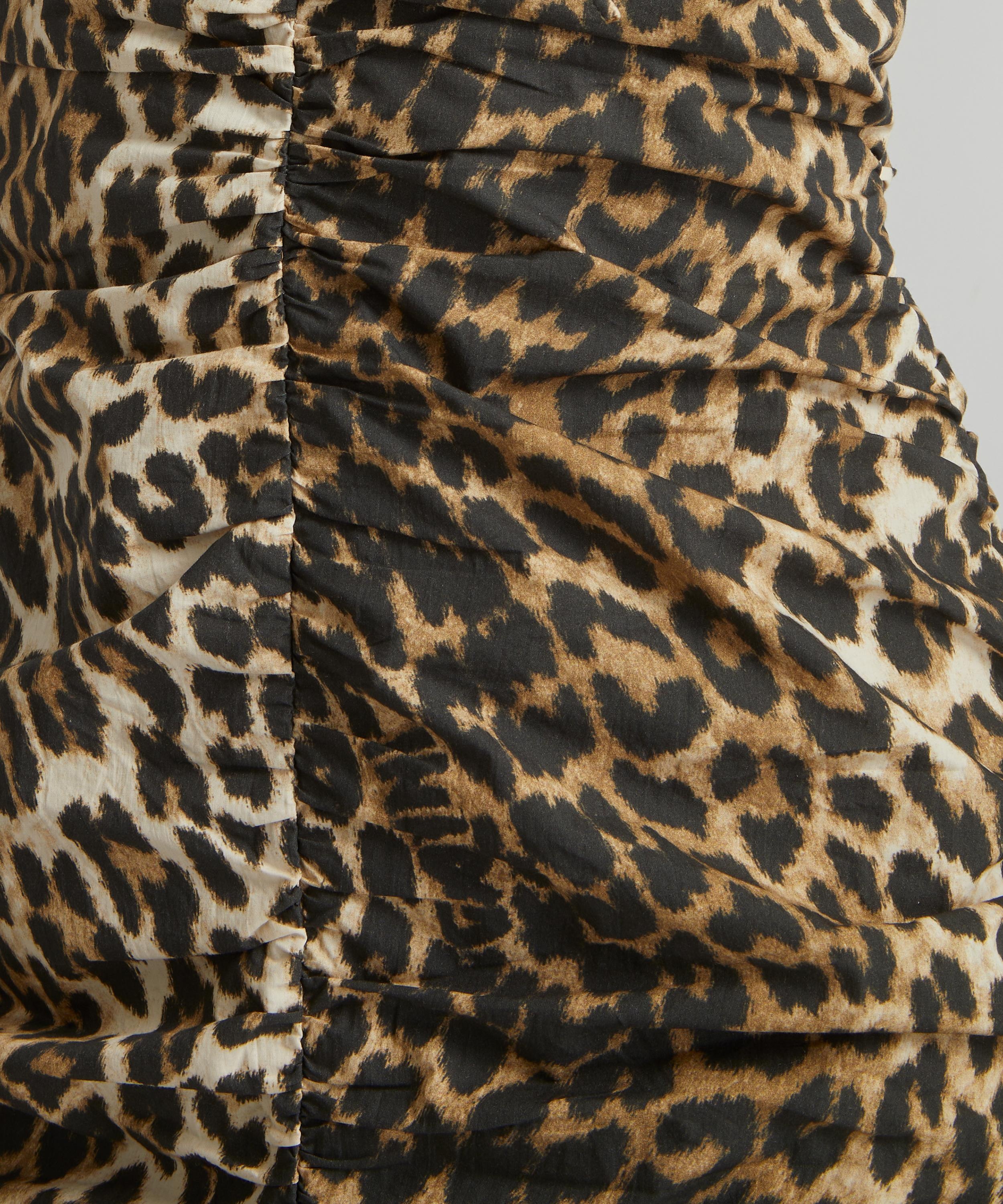 Leopard-Printed Gathered U-Neck Mini-Dress - 5