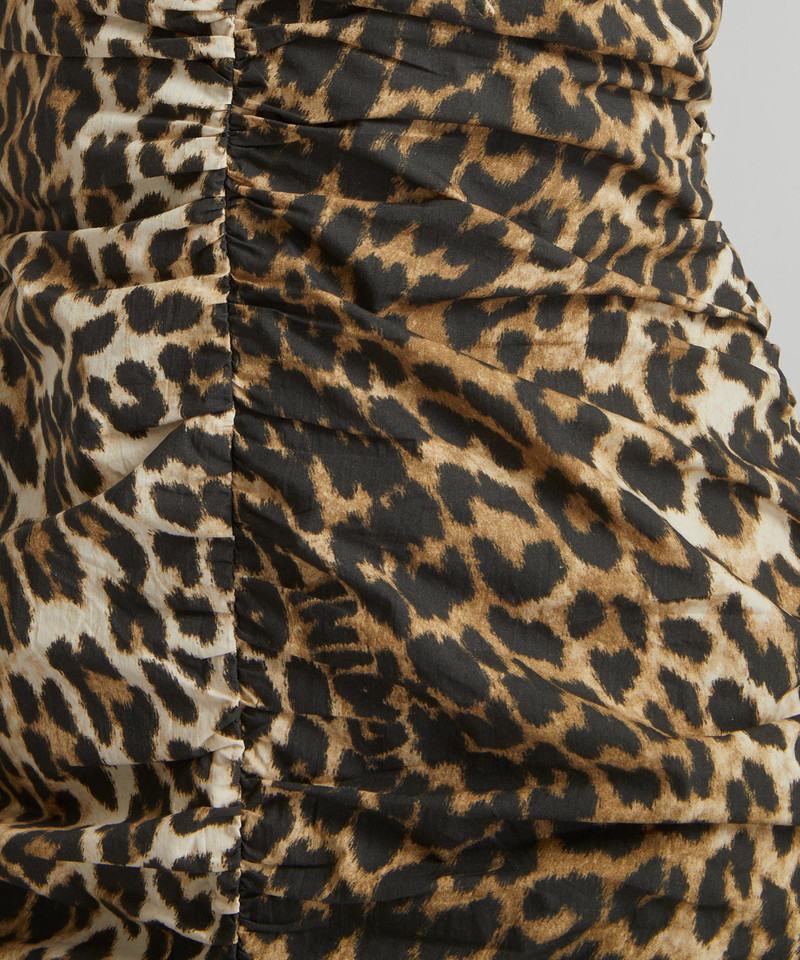 Leopard-Printed Gathered U-Neck Mini-Dress 5