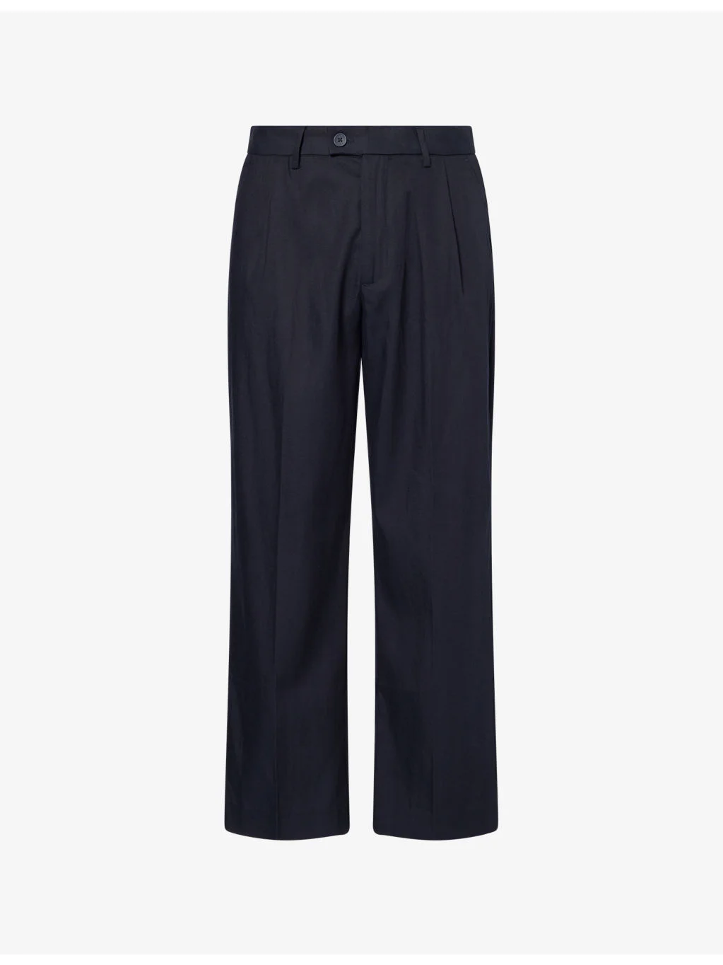 Pressed-Pleat Straight-Leg Cotton-Blend Trousers - 1