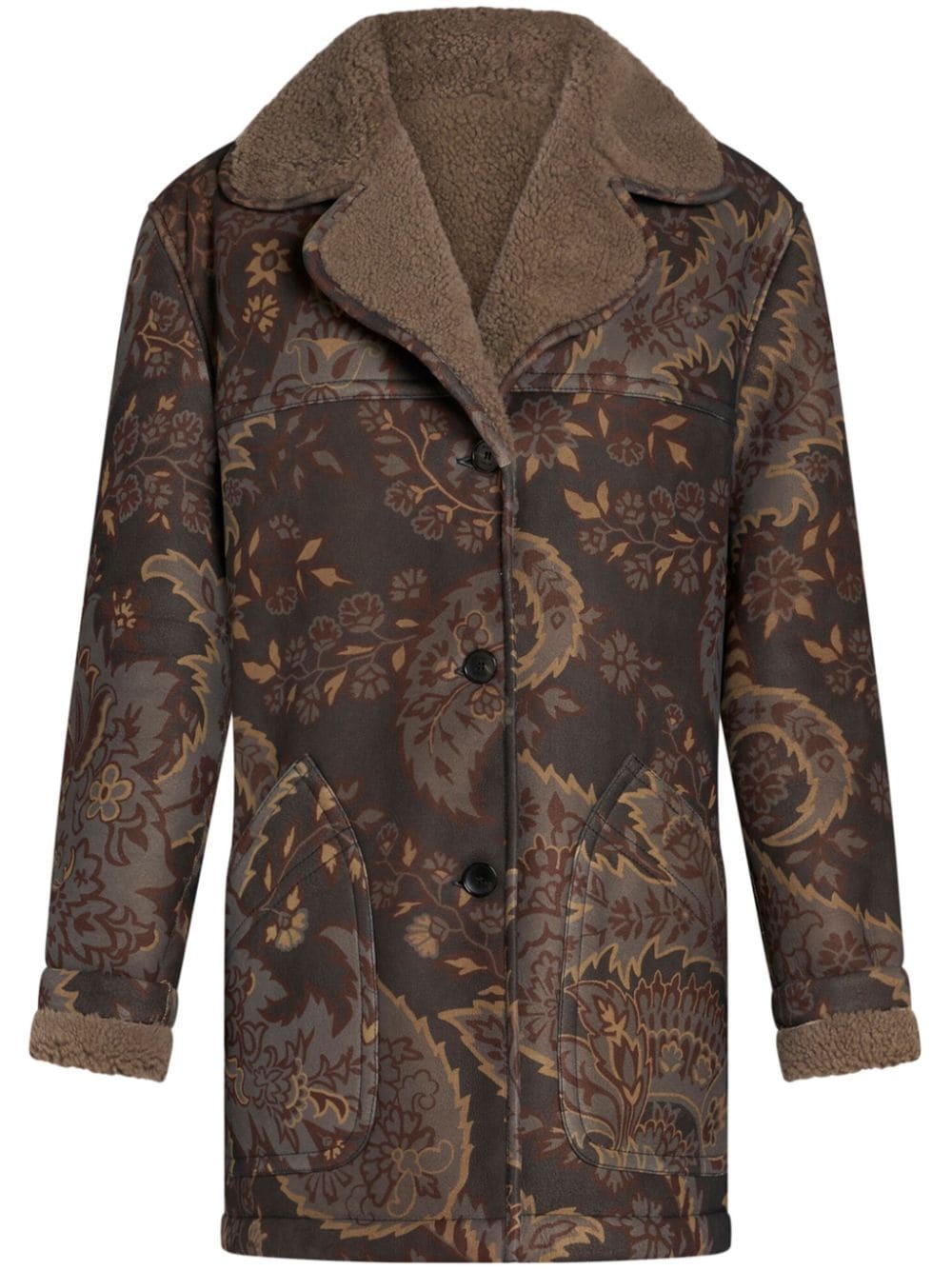 paisley-print shearling jacket - 1