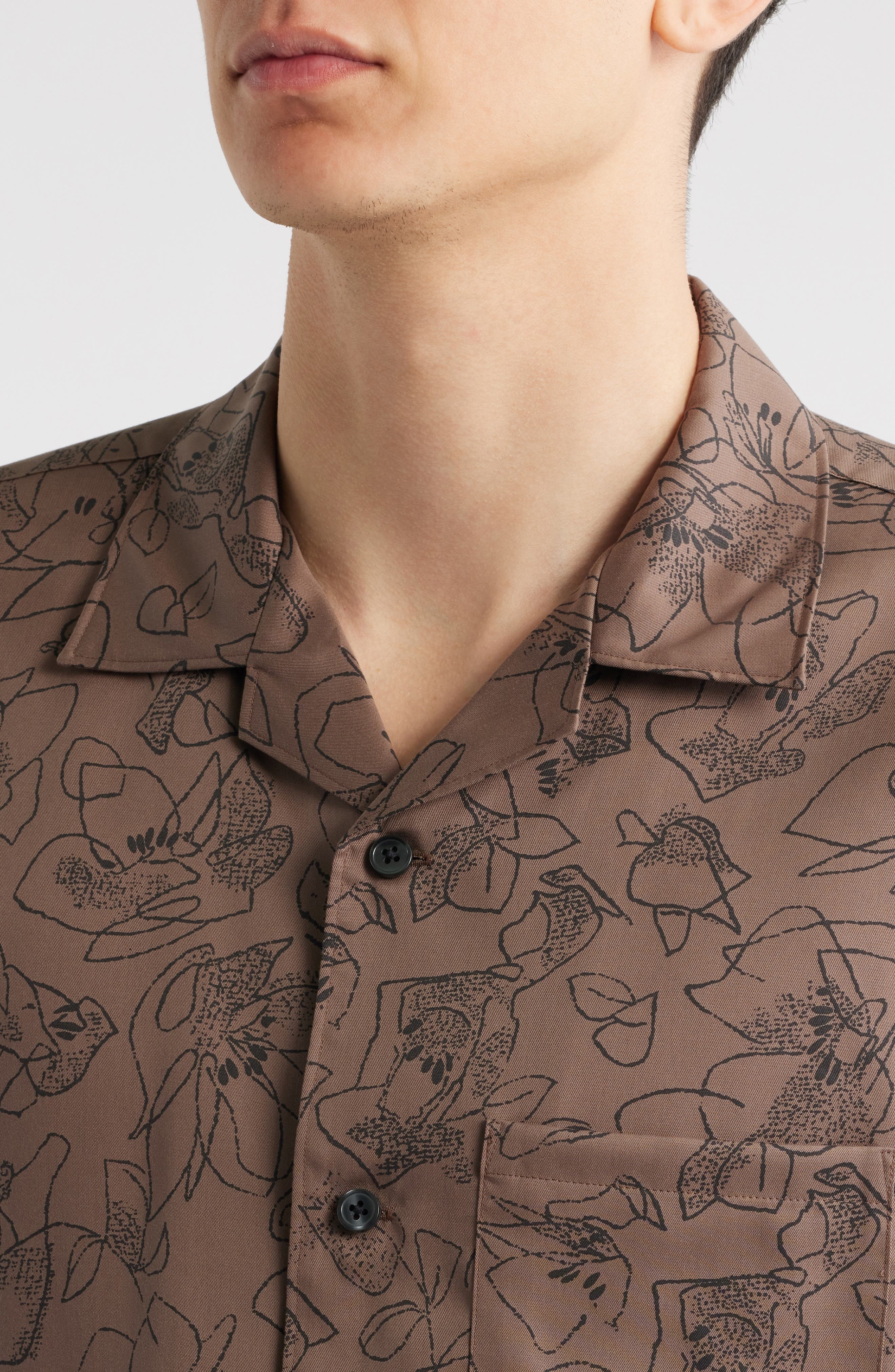 Theory Noll Floral Camp Shirt in Walnut at Nordstrom - 2