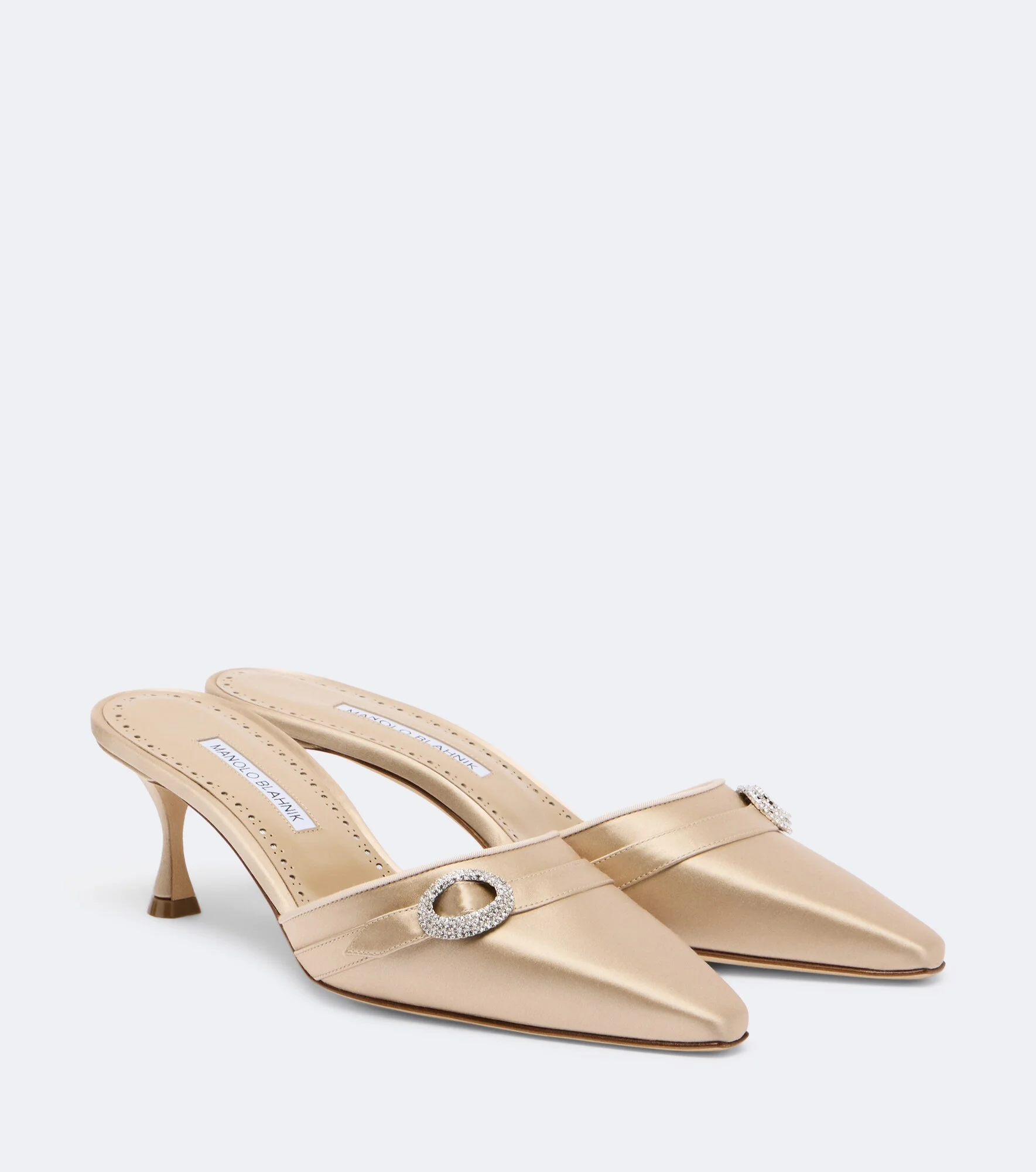 Embellished satin mules - 1