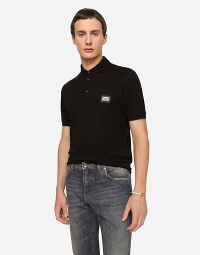 Dolce & Gabbana Cotton piqué polo-shirt with branded tag outlook