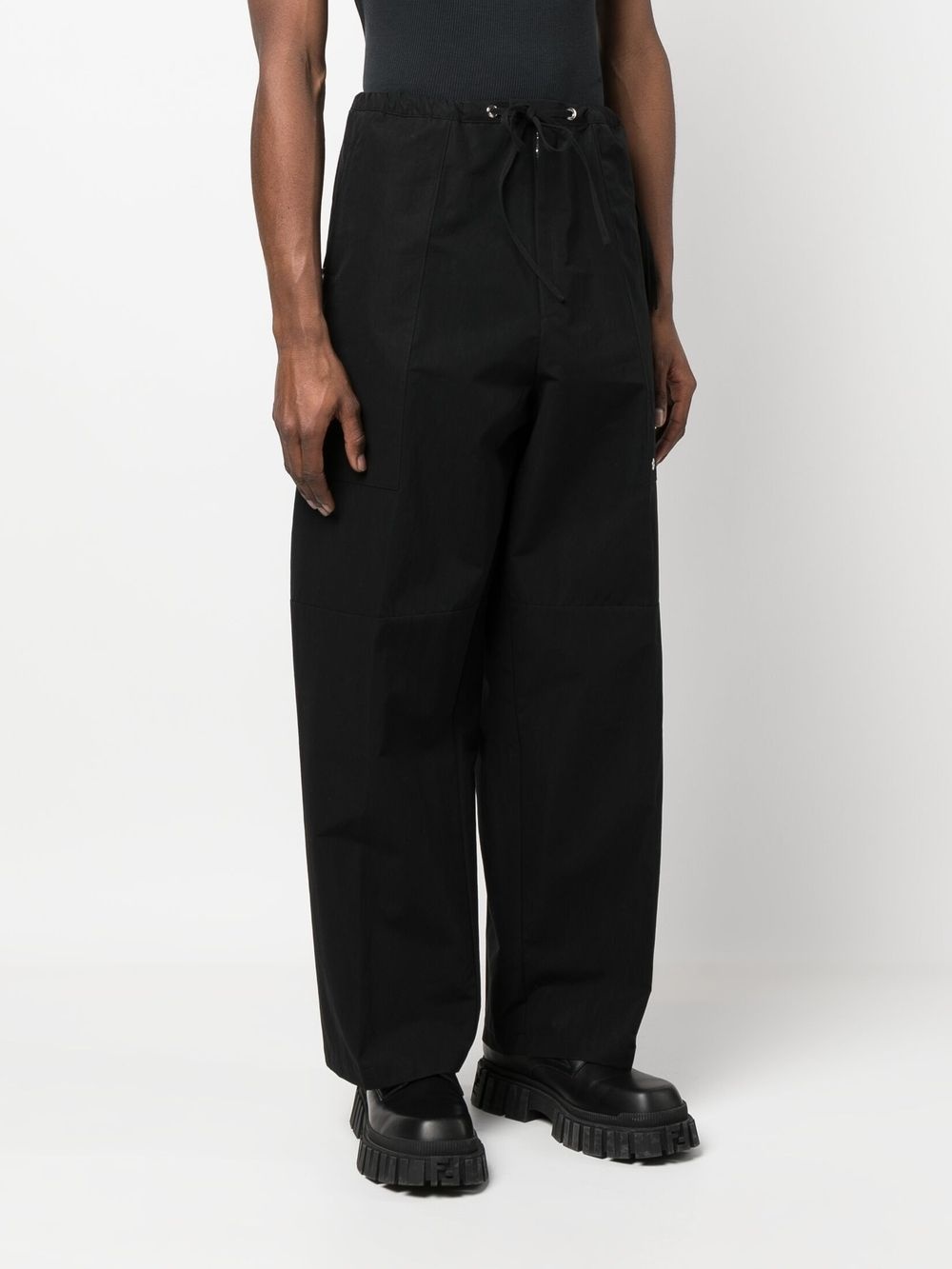 logo-patch wide-leg trousers - 3
